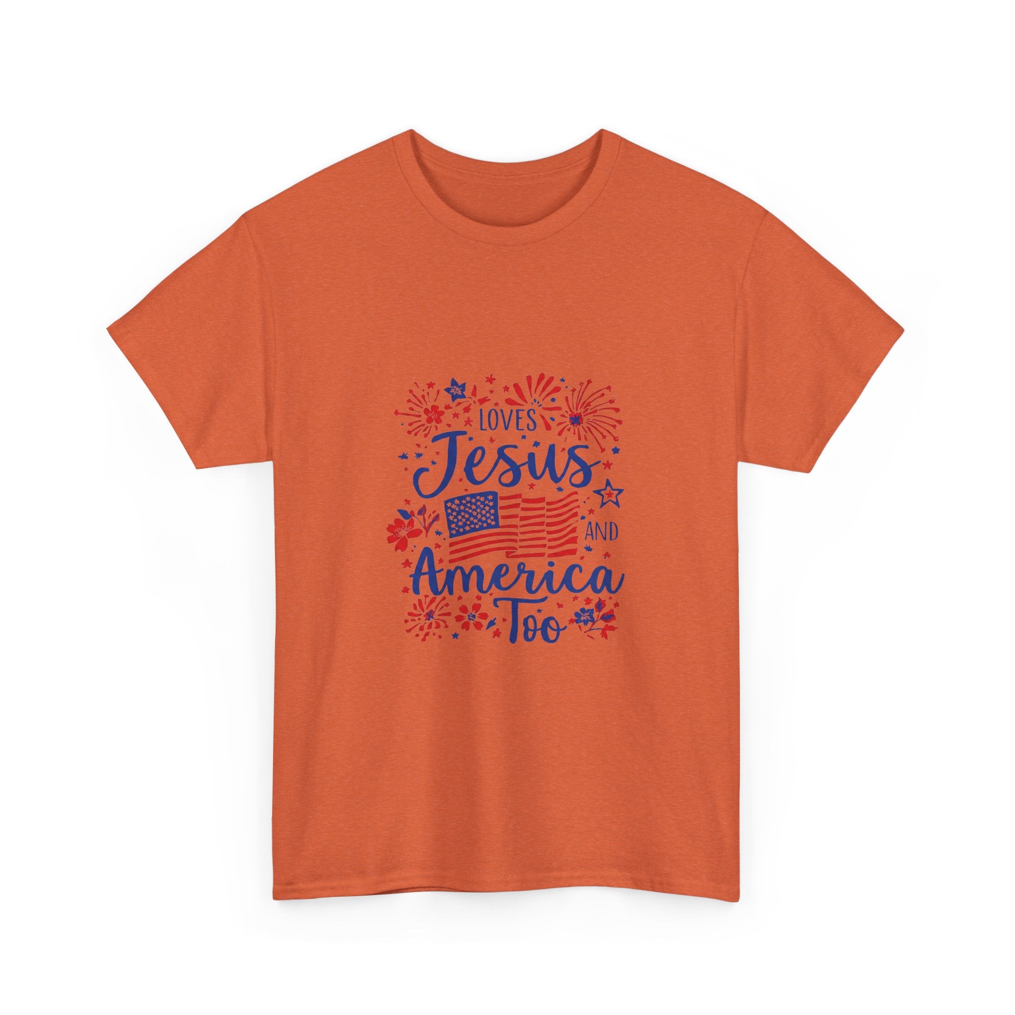 Jesus and America Tee — Patriotic Christian T-Shirt ("Loves Jesus and America Too")