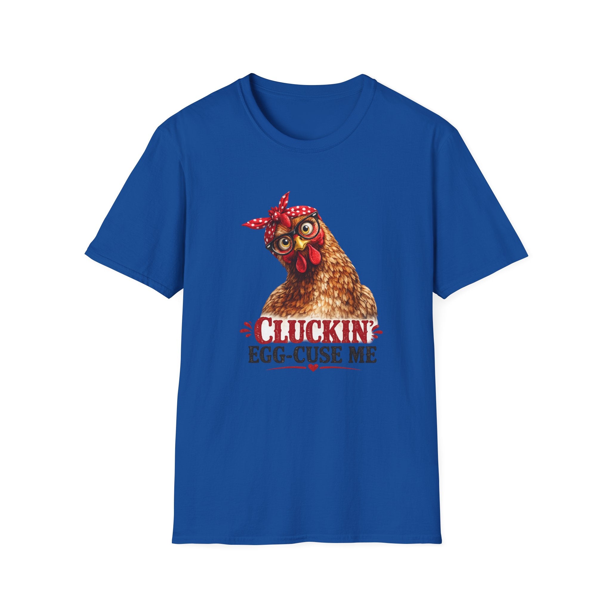 Chicken Graphic T-Shirt — “Cluckin’ Egg-Cuse Me” Vintage Hen Tee