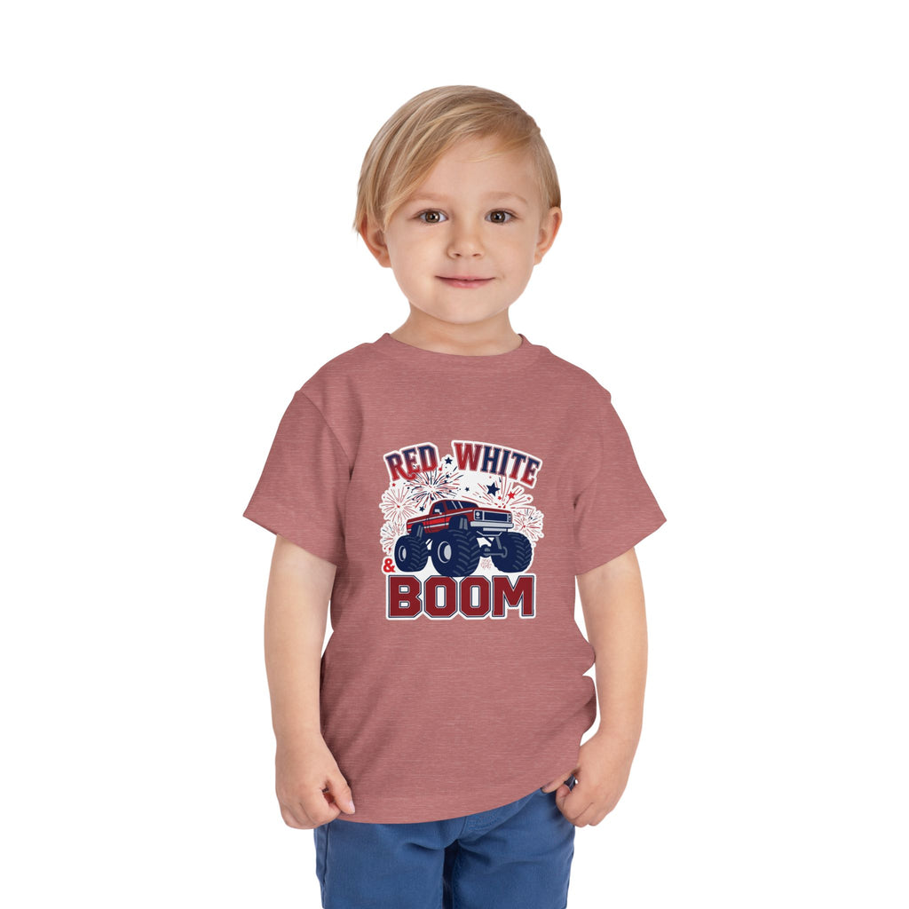 Toddler Tee - "Red, White & Boom" Monster Truck 4th of July Shirt