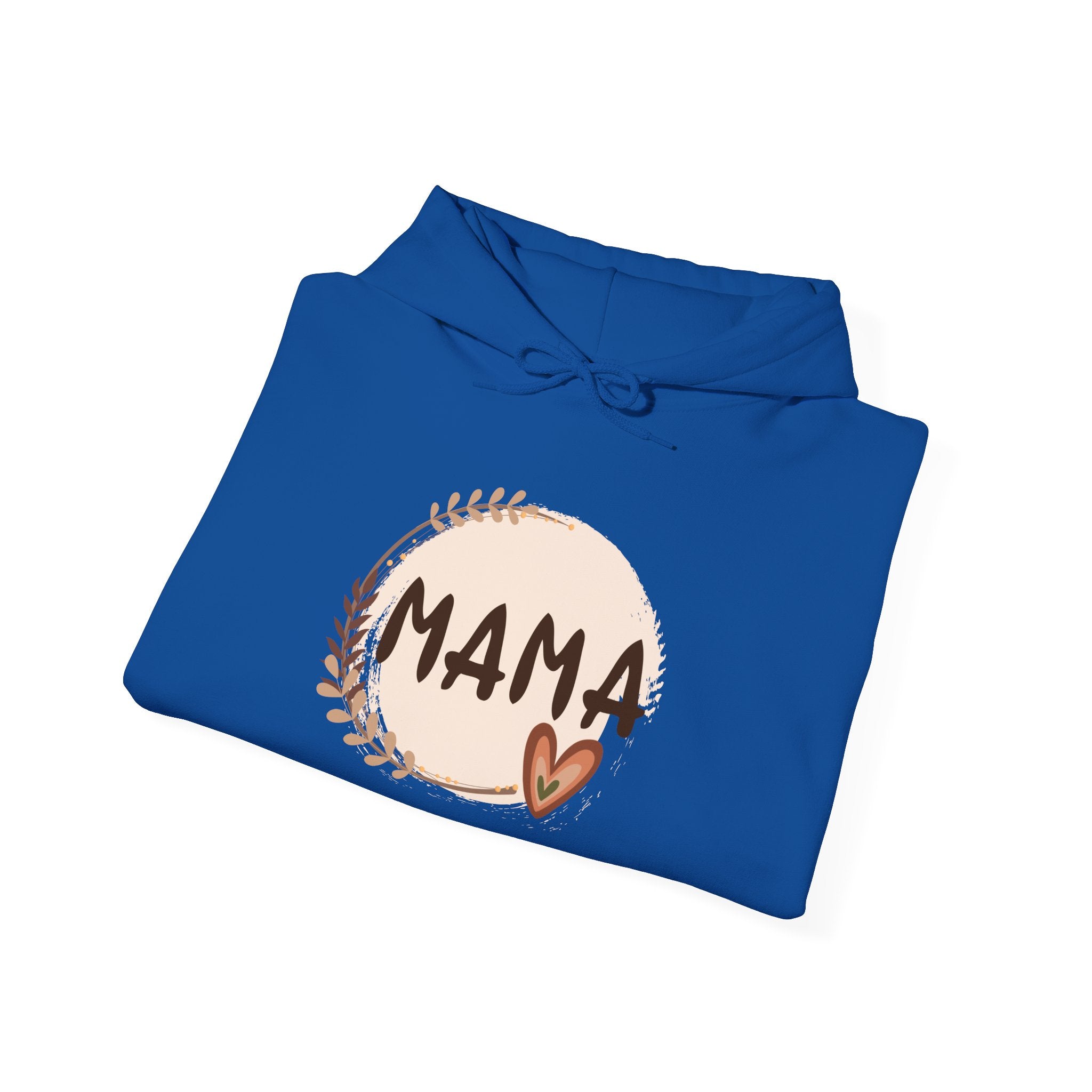 Mama Heart Hoodie — Soft Neutral Mom Sweatshirt, 'MAMA' Script with Heart & Wreath (Mother’s Day Gift)