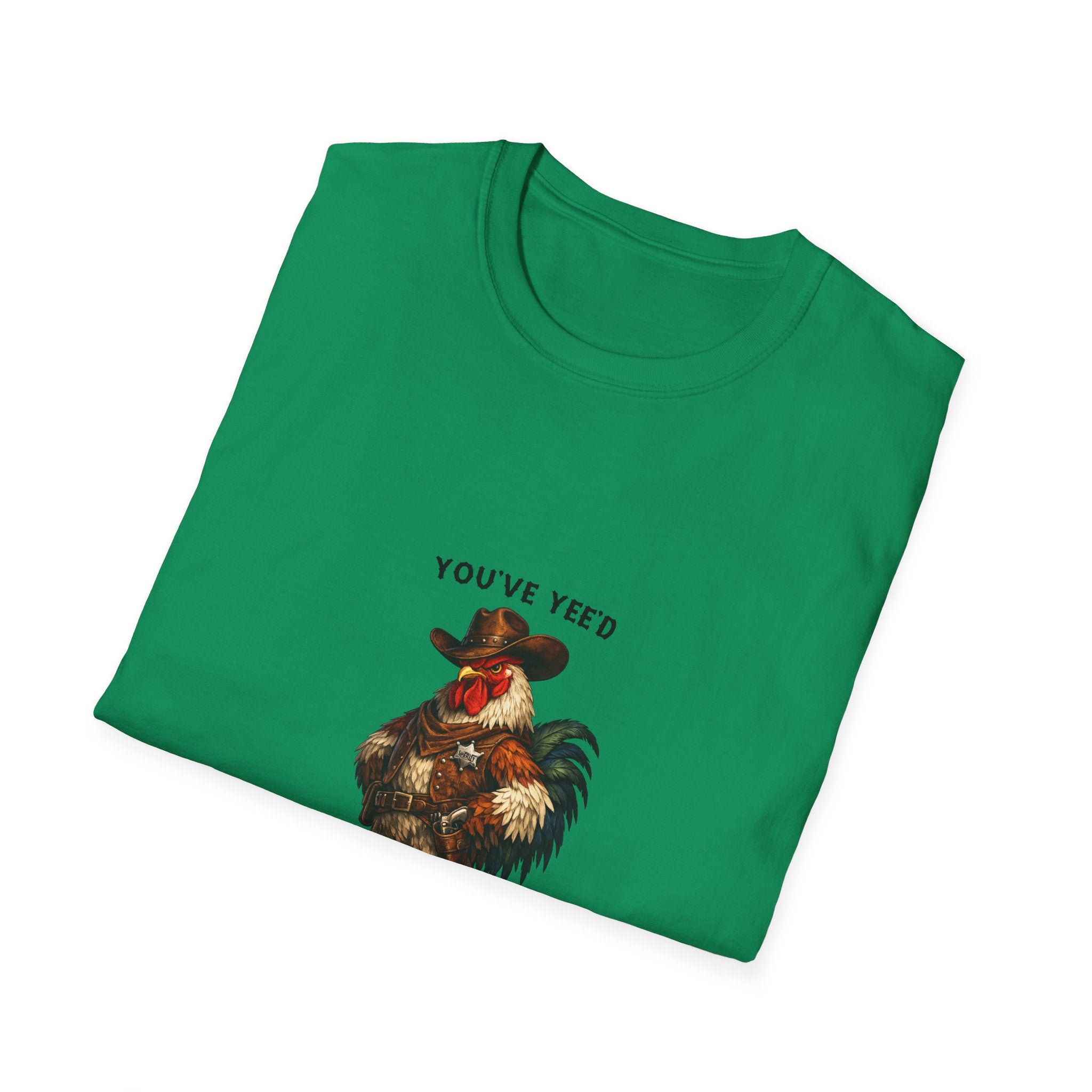Rooster Joke T-Shirt — “You’ve Feed Your Last Haw” Funny Farm Animal Tee