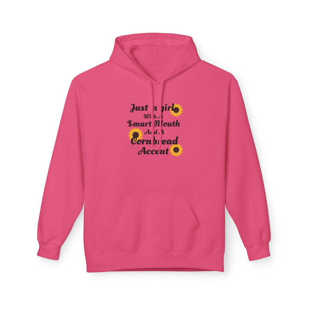 Cornbread Accent Hoodie — "Just a girl with a smart mouth & a cornbread accent" Sunflower Pullover