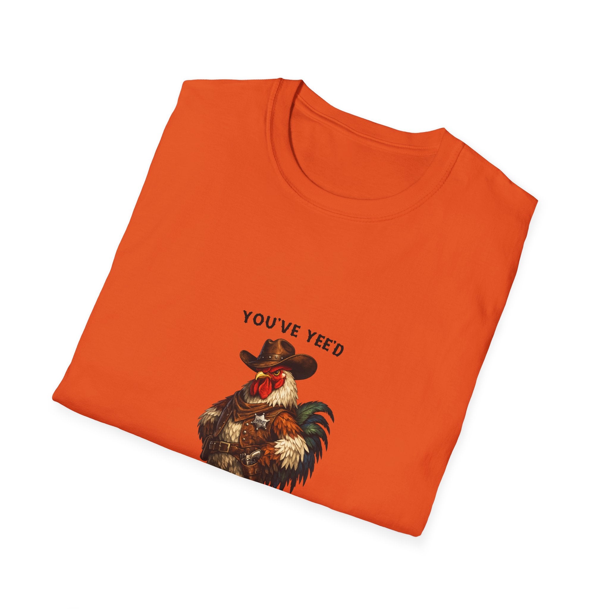Rooster Joke T-Shirt — “You’ve Feed Your Last Haw” Funny Farm Animal Tee