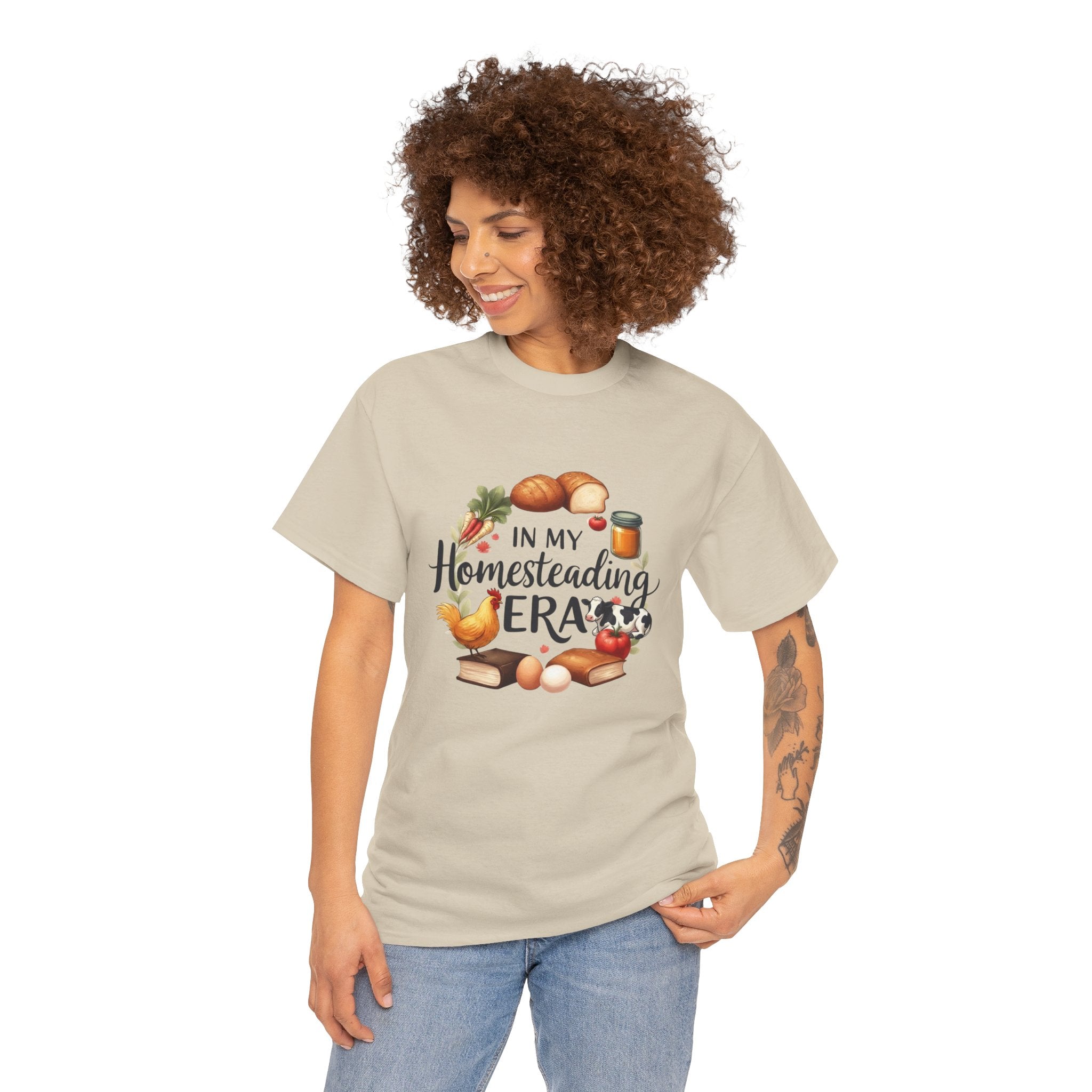 Homesteading Era Tee — Cute Bread, Chickens & Eggs Design