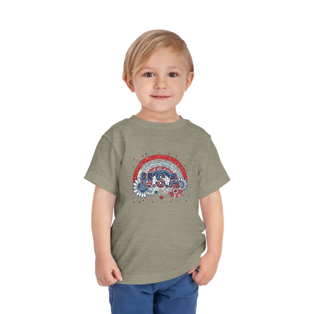 Toddler Tee — USA Rainbow Floral Patriotic 4th of July Shirt