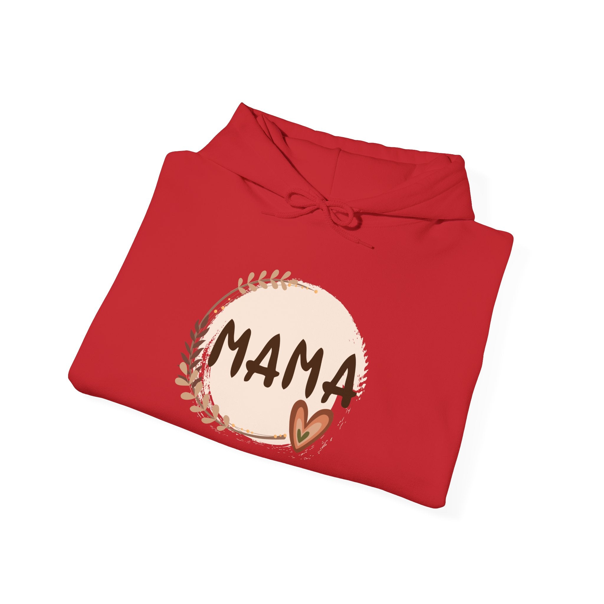 Mama Heart Hoodie — Soft Neutral Mom Sweatshirt, 'MAMA' Script with Heart & Wreath (Mother’s Day Gift)
