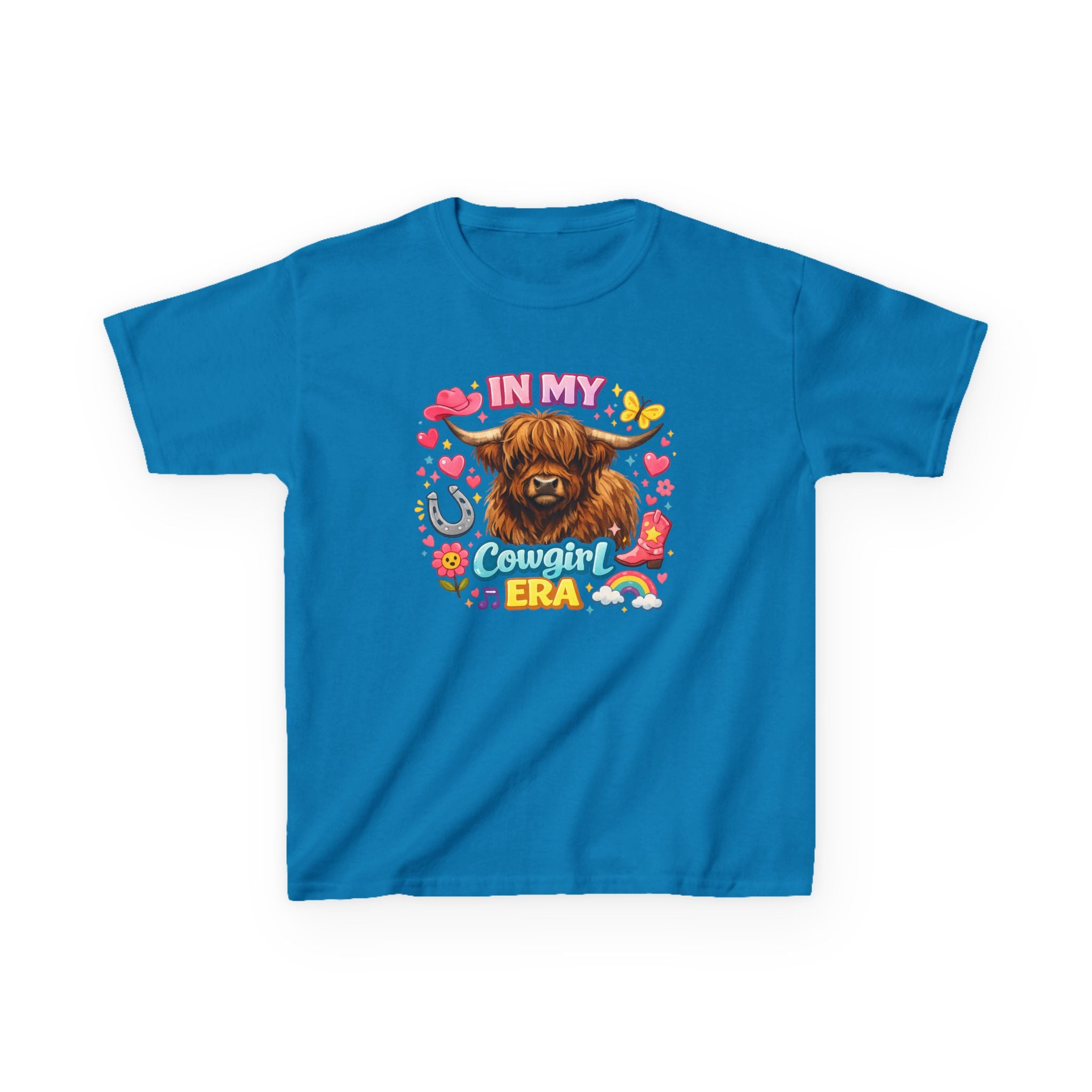 Kids Tee — "In My Cowgirl Era" Highland Cow Graphic