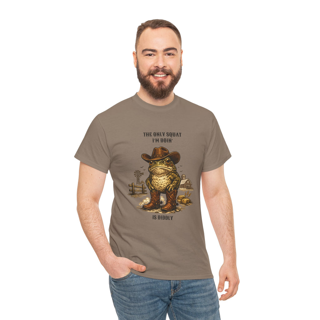 Frog Cowboy Tee — “The Only Squat I’m Doin’ Is Diddle” Funny Western Graphic T-Shirt