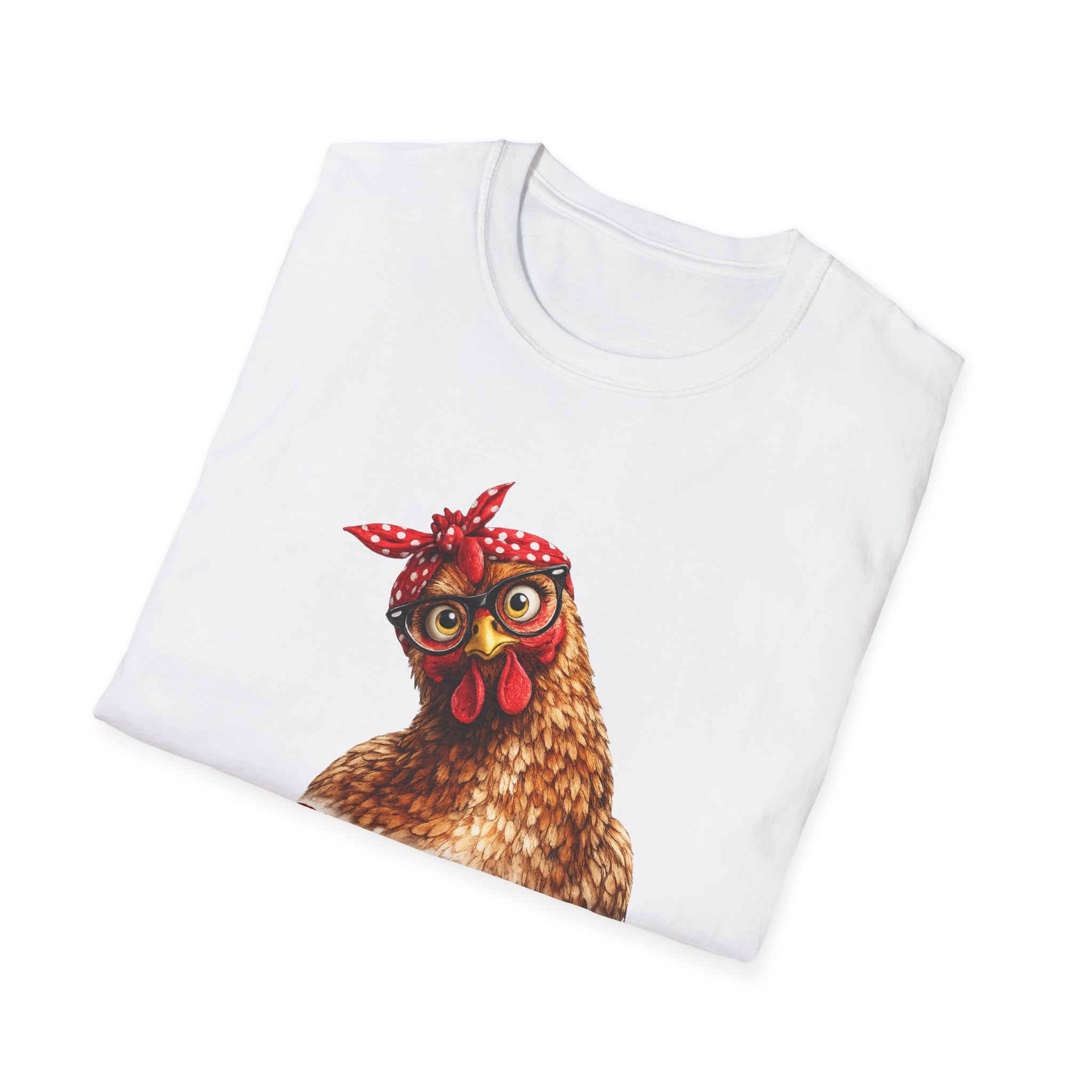 Chicken Graphic T-Shirt — “Cluckin’ Egg-Cuse Me” Vintage Hen Tee