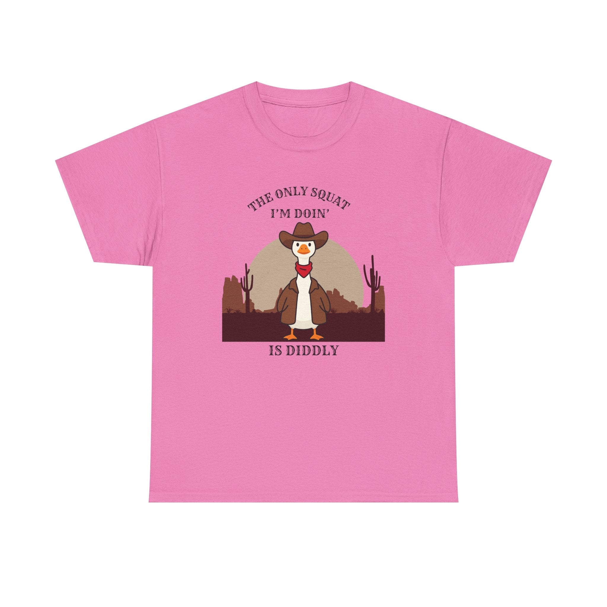 Cowboy Duck Graphic Tee — "The Only Squat I'm Doin' Is Diddly" Cute Western Animal T-Shirt