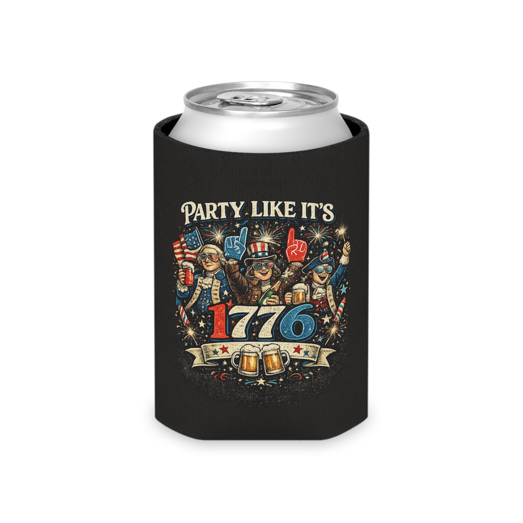 Can Cooler - "Party Like It’s 1776" Patriotic Independence Day Beer Koozie
