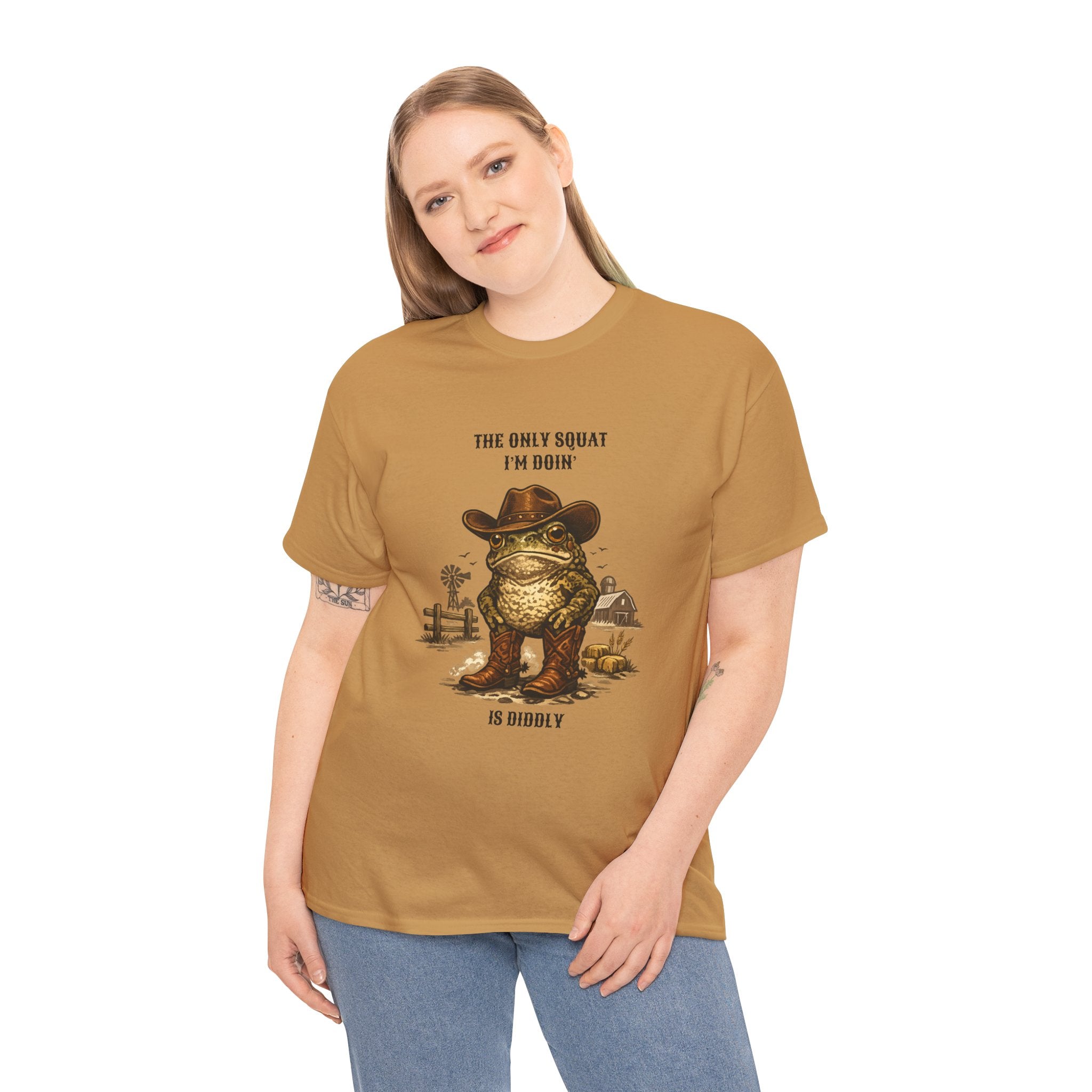 Frog Cowboy Tee — “The Only Squat I’m Doin’ Is Diddle” Funny Western Graphic T-Shirt