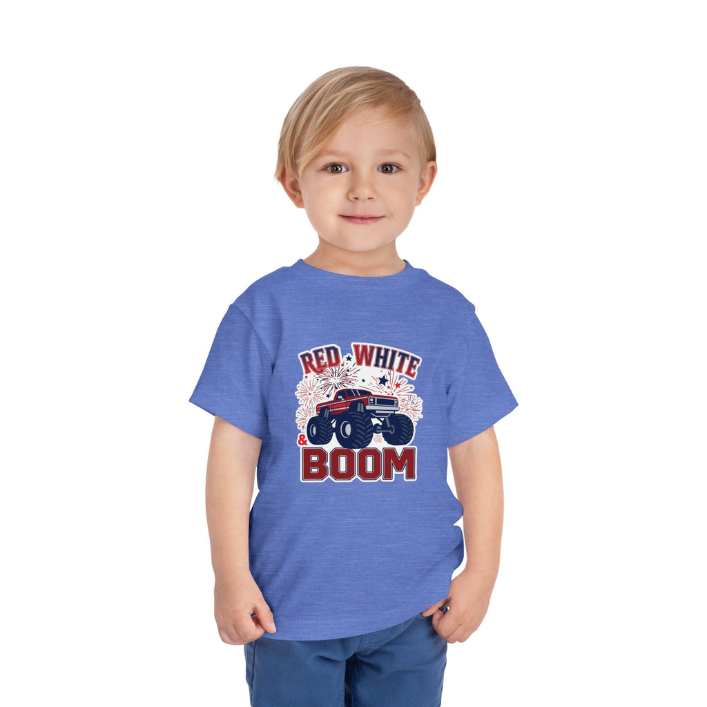Toddler Tee - "Red, White & Boom" Monster Truck 4th of July Shirt