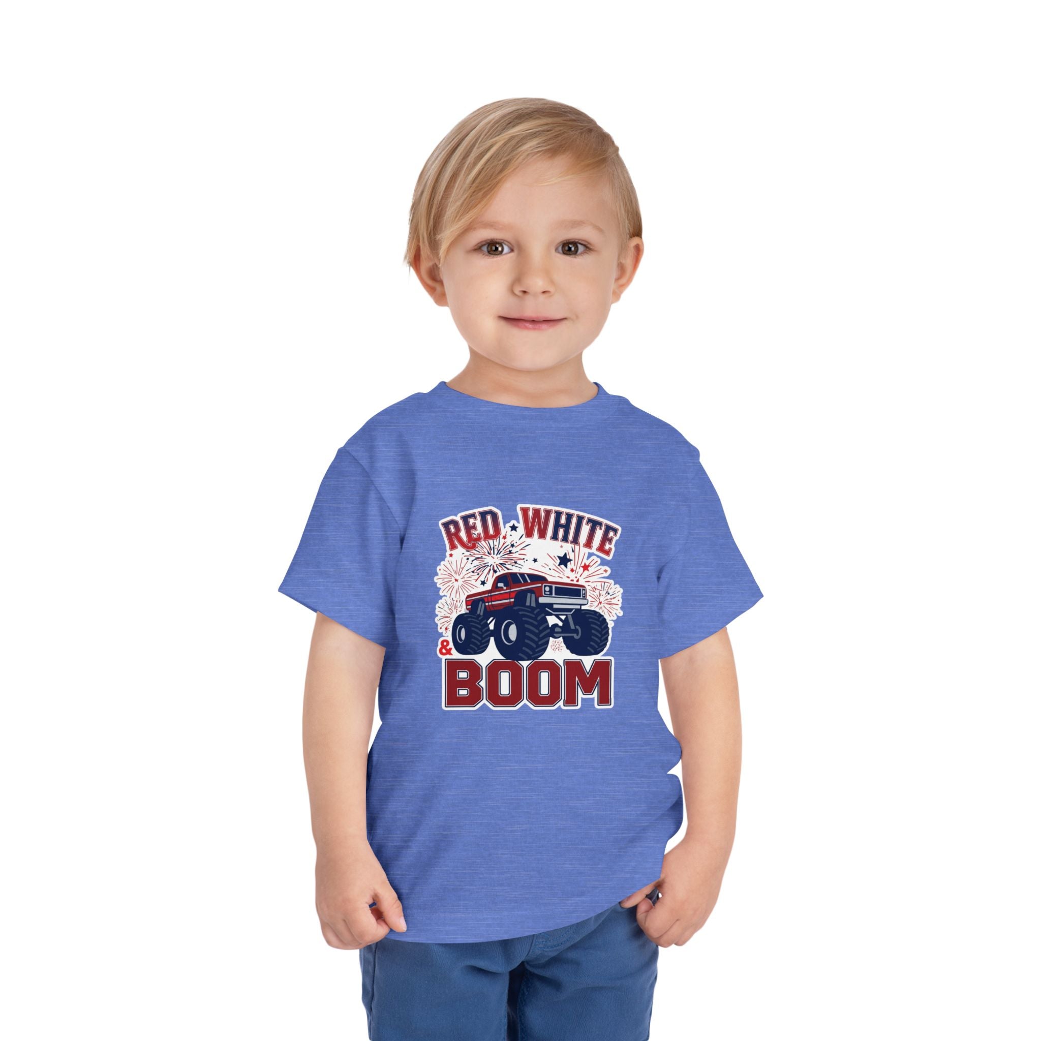 Toddler Tee - "Red, White & Boom" Monster Truck 4th of July Shirt