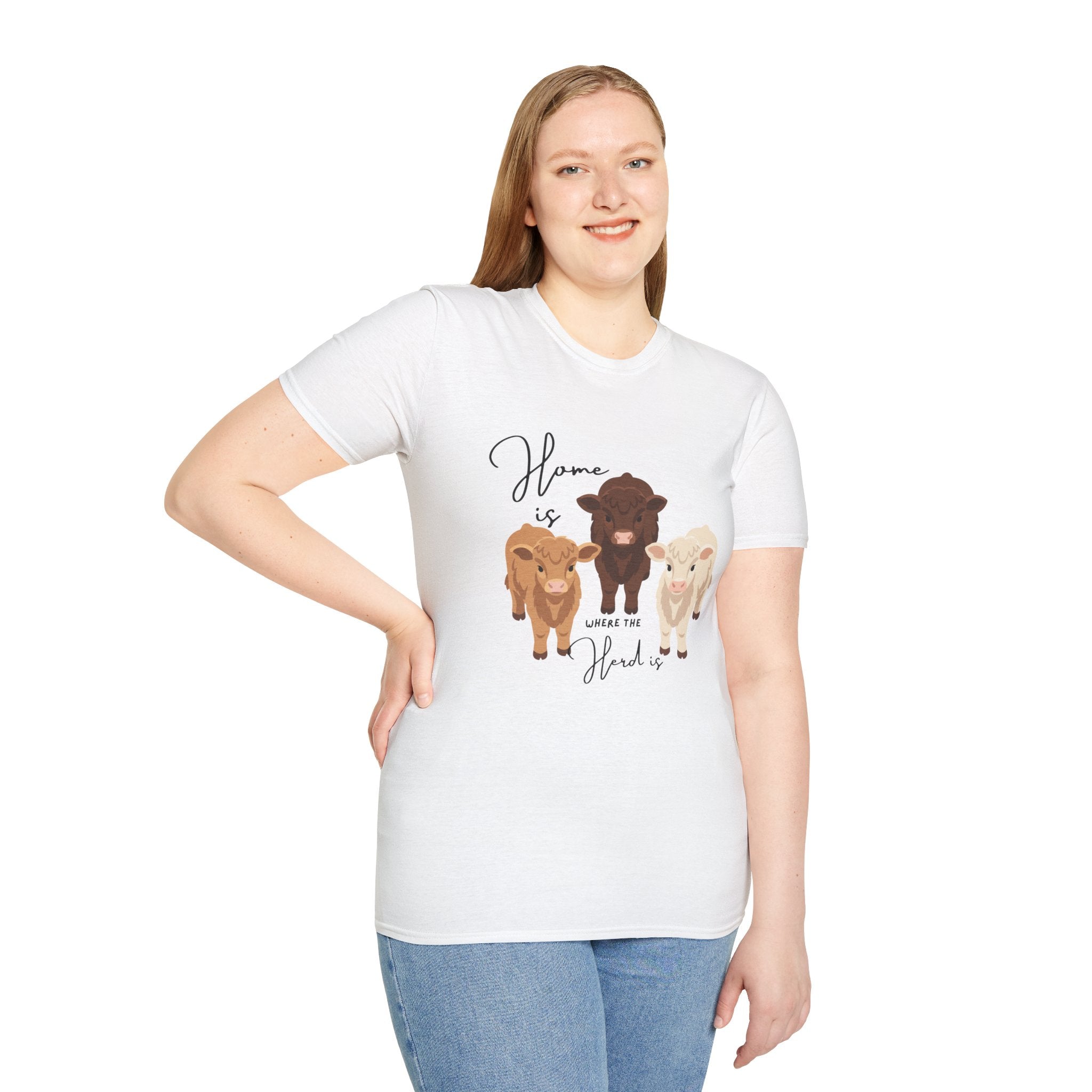 Cow Trio Graphic T-Shirt — "Home is Where the Herd Is" Farm Animal Tee