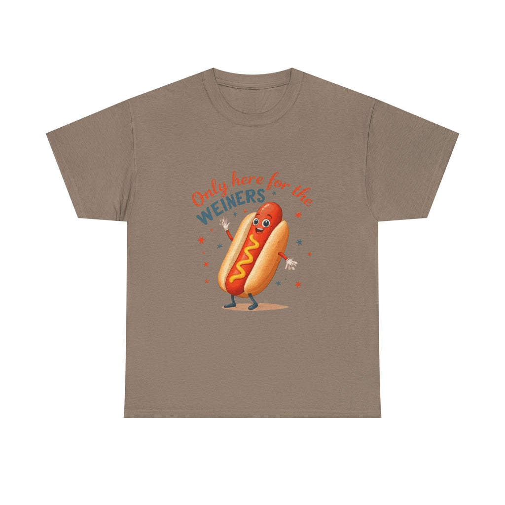 Funny Hot Dog Tee — "Only Here for the Weiners" Graphic T-Shirt