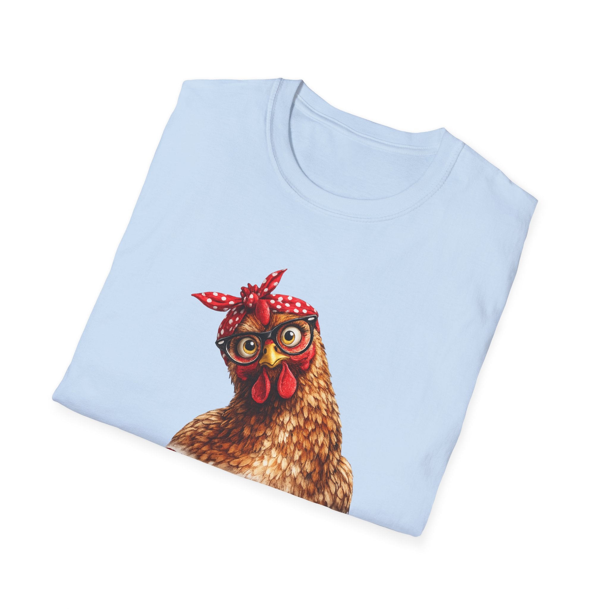 Chicken Graphic T-Shirt — “Cluckin’ Egg-Cuse Me” Vintage Hen Tee