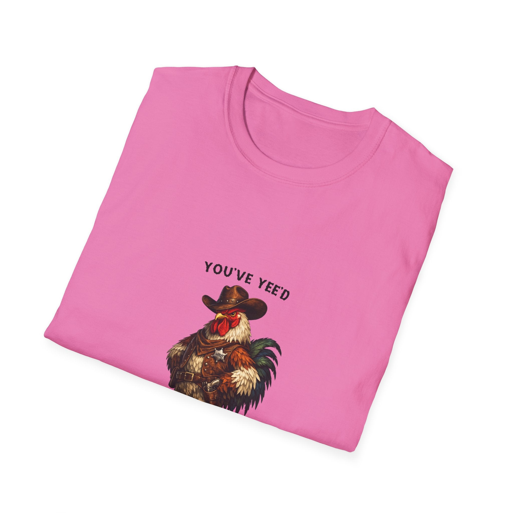 Rooster Joke T-Shirt — “You’ve Feed Your Last Haw” Funny Farm Animal Tee