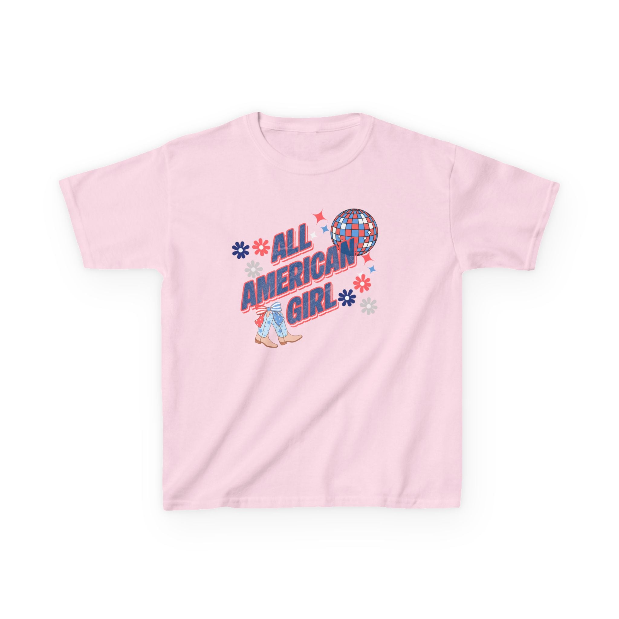 All American Girl Kids T-Shirt — Patriotic 4th of July Tee