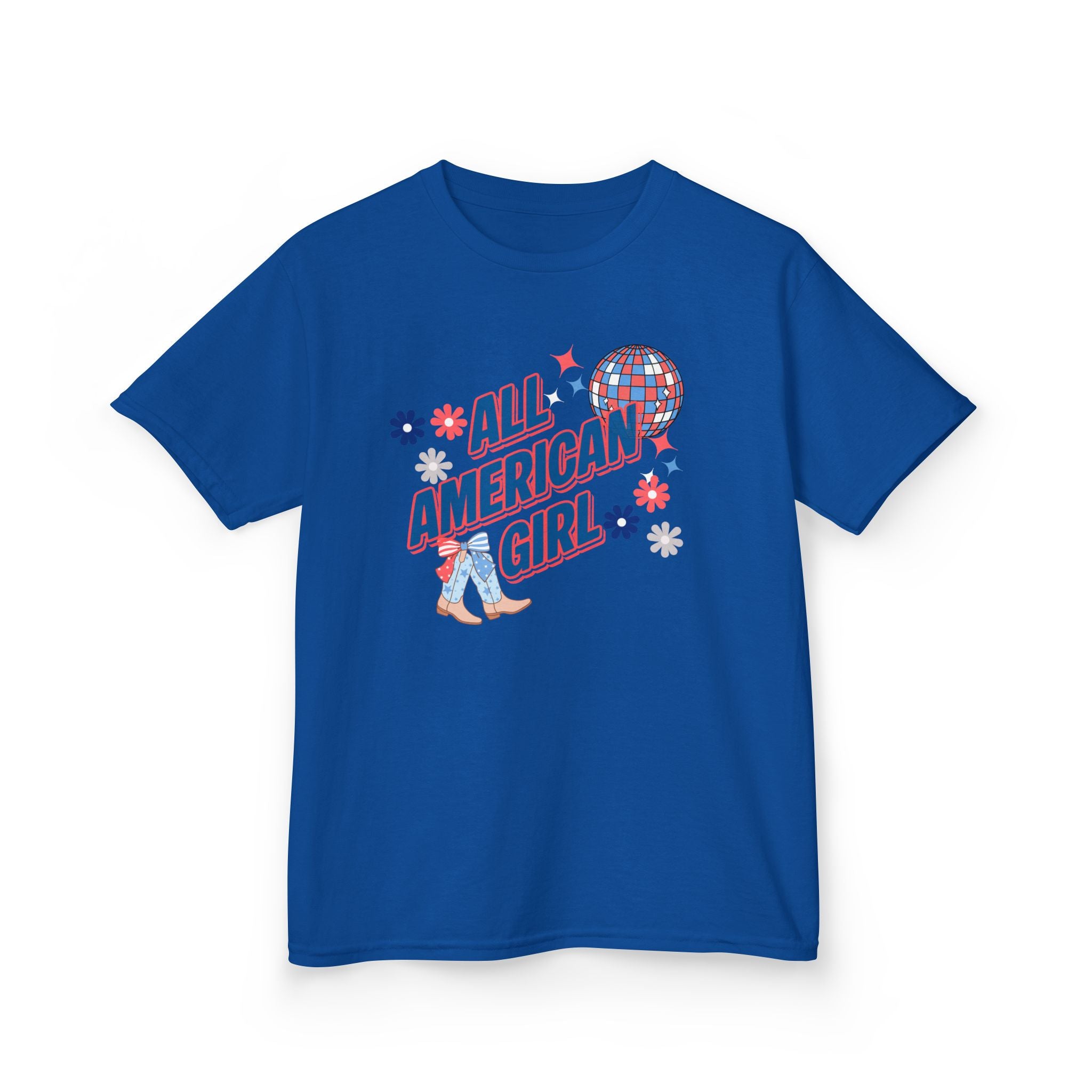 All American Girl Kids T-Shirt — Patriotic 4th of July Tee