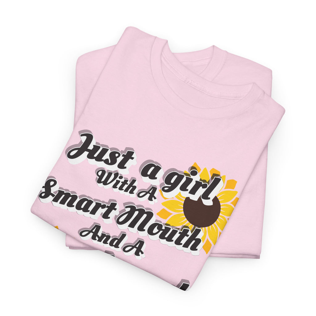 Cornbread Accent T-Shirt – "Just a Girl with a Smart Mouth and a Cornbread Accent" Sunflower Graphic