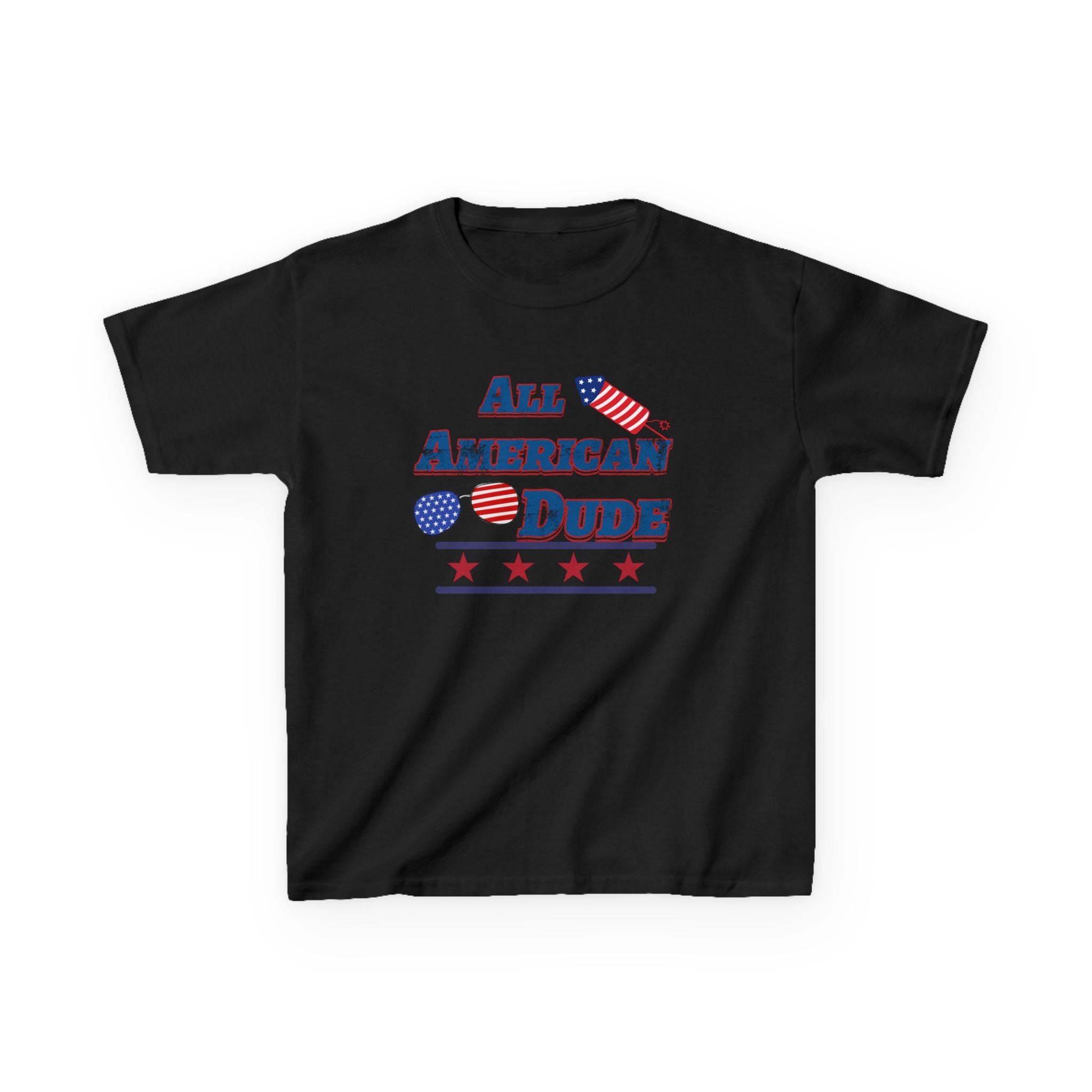 Kids Tee — "All American Dude" Patriotic 4th of July T-Shirt
