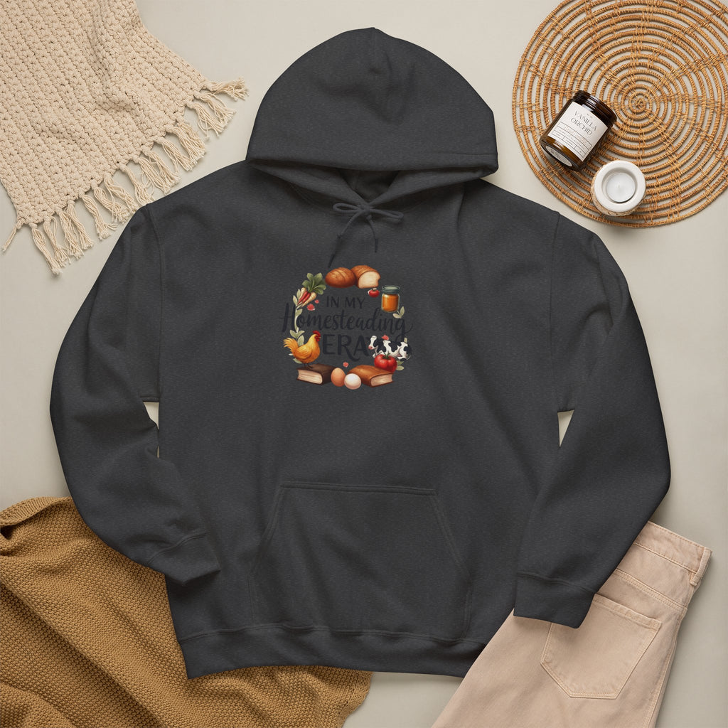 Homesteading Era Hoodie — "In My Homesteading Era" Canned Food, Chicken & Cow Design