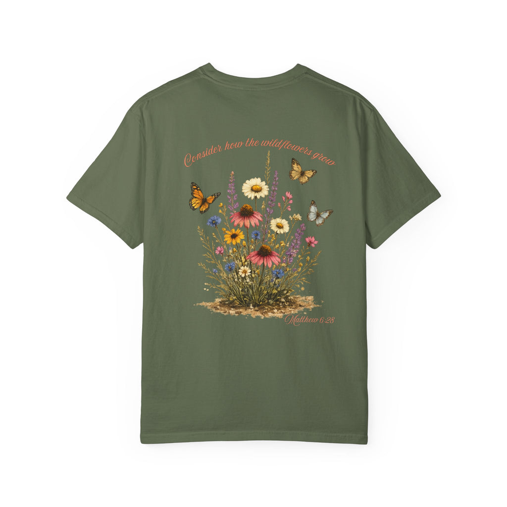 Wildflower Bouquet T-shirt | Backyard Butterflies, Botanical Illustration