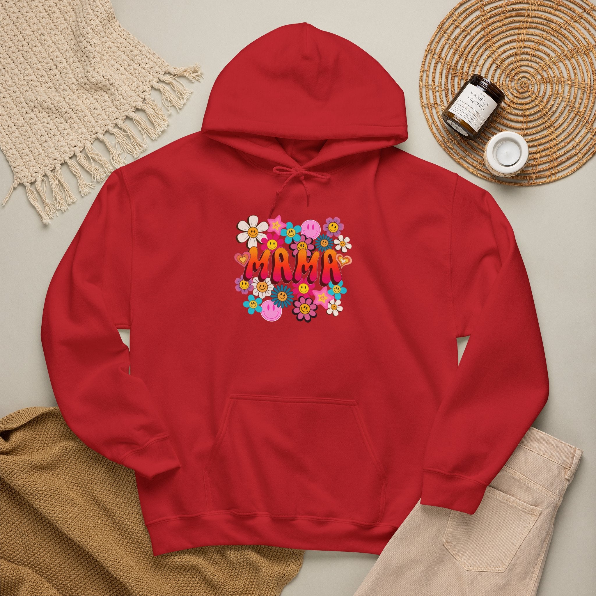 Mama Floral Hoodie — Retro Flower Power "Mama" Sweatshirt