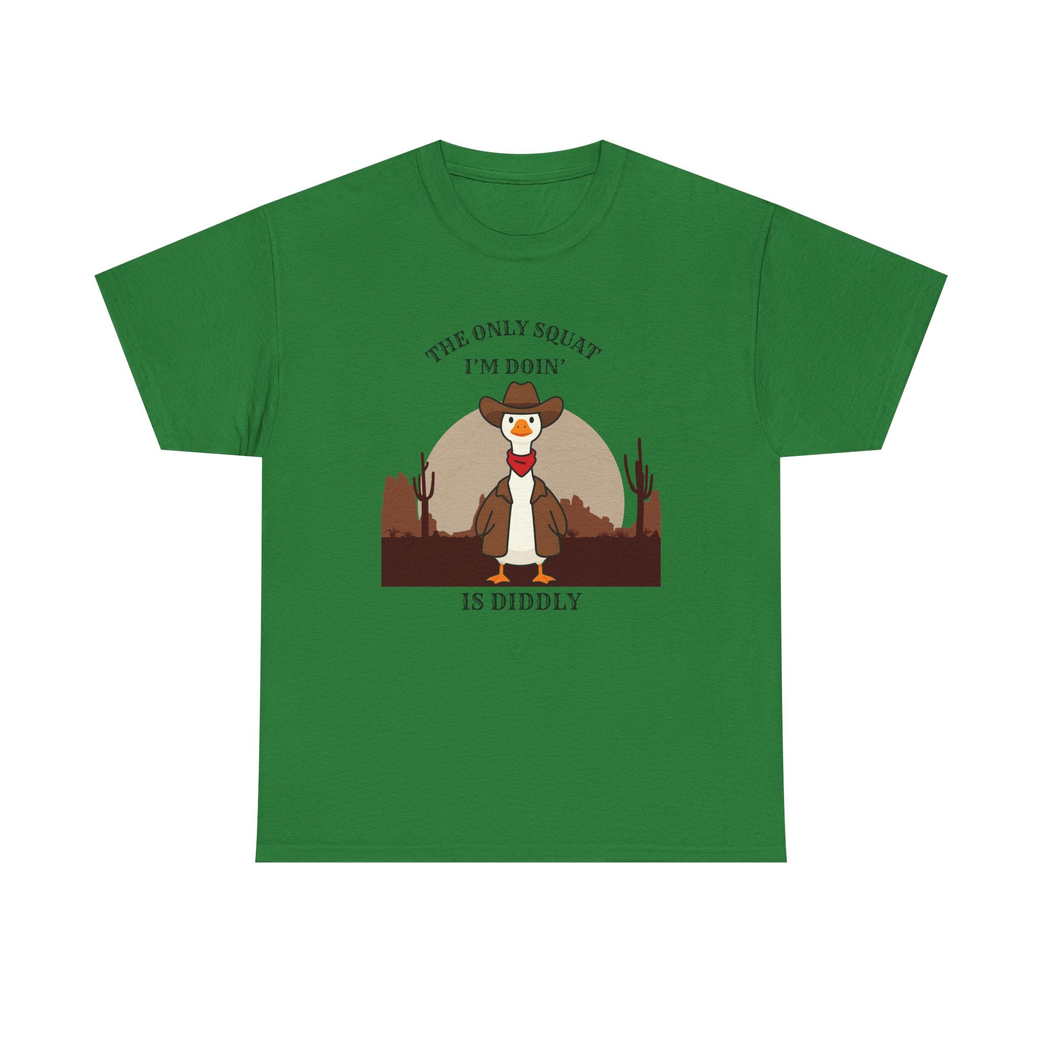 Cowboy Duck Graphic Tee — "The Only Squat I'm Doin' Is Diddly" Cute Western Animal T-Shirt