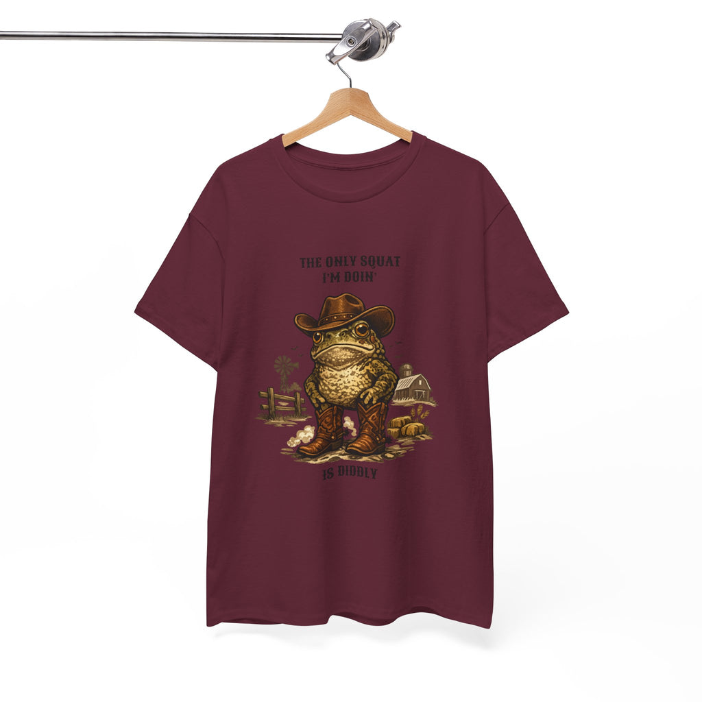 Frog Cowboy Tee — “The Only Squat I’m Doin’ Is Diddle” Funny Western Graphic T-Shirt