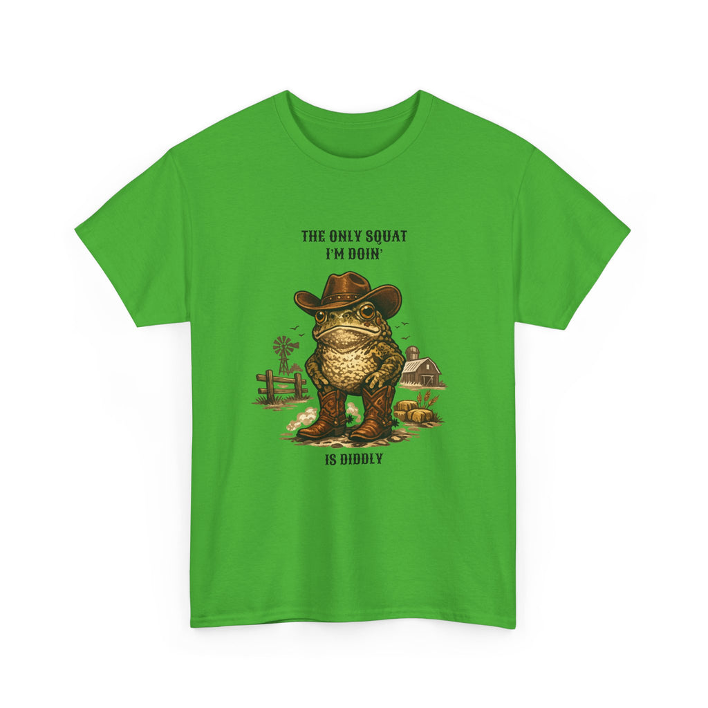 Frog Cowboy Tee — “The Only Squat I’m Doin’ Is Diddle” Funny Western Graphic T-Shirt