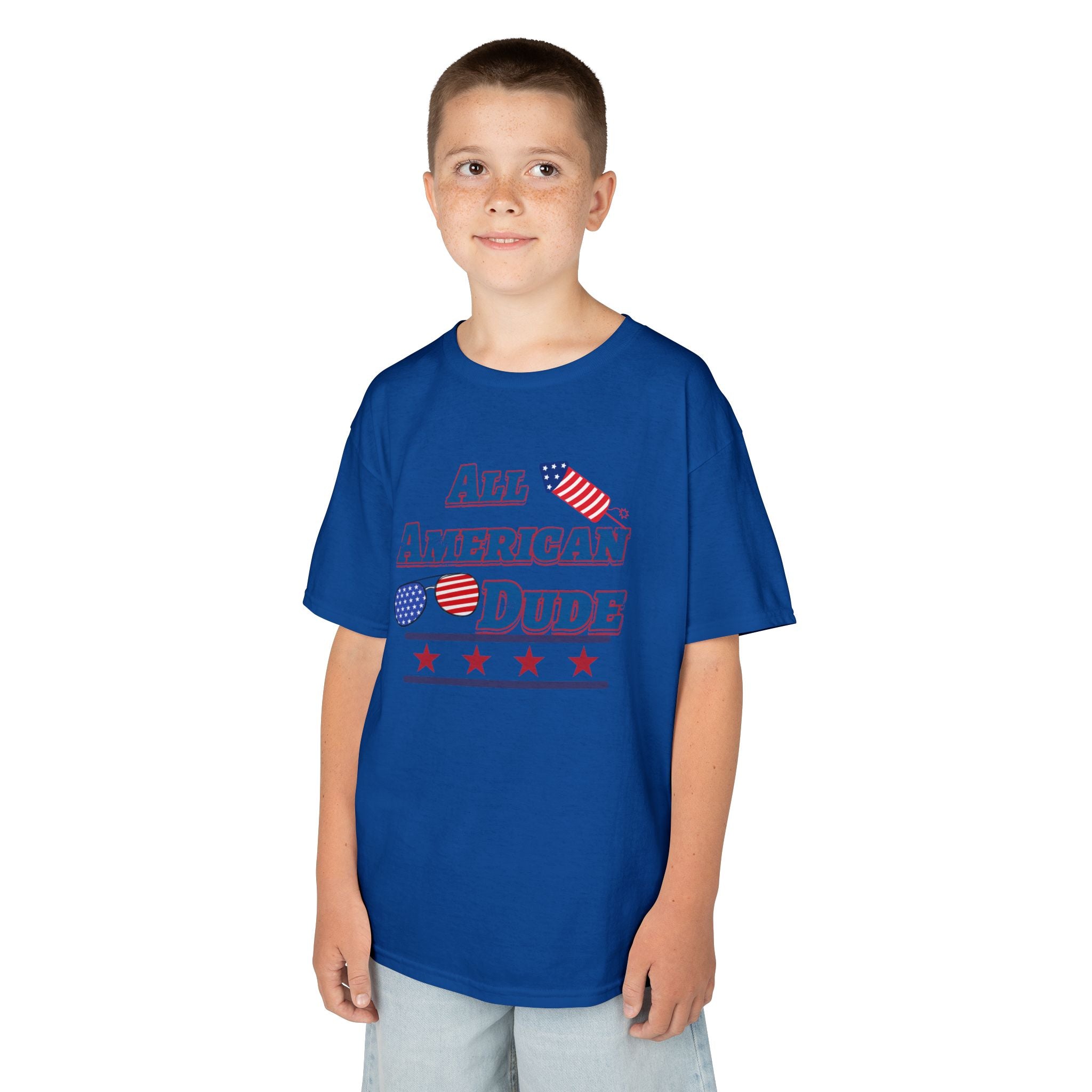 Kids Tee — "All American Dude" Patriotic 4th of July T-Shirt
