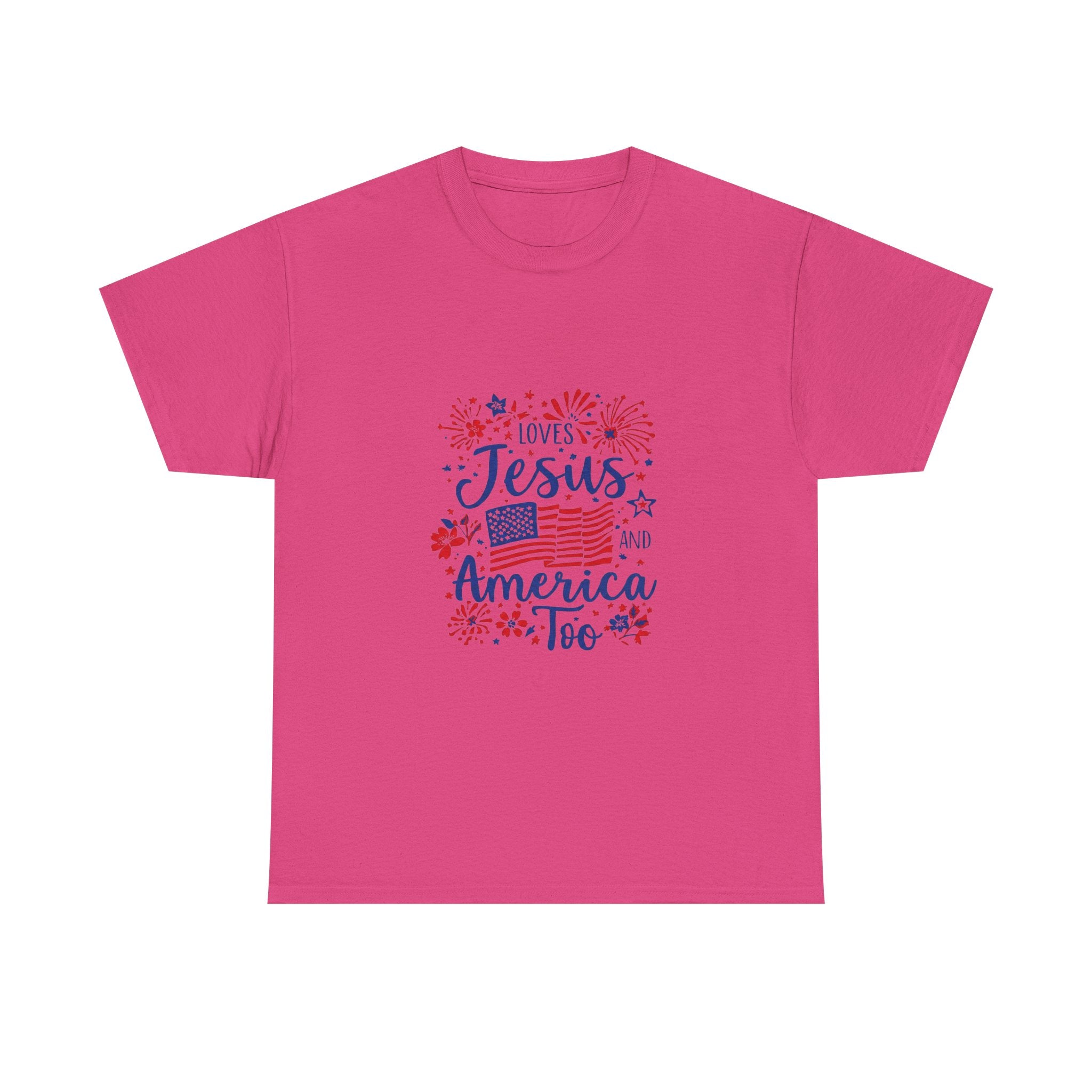 Jesus and America Tee — Patriotic Christian T-Shirt ("Loves Jesus and America Too")