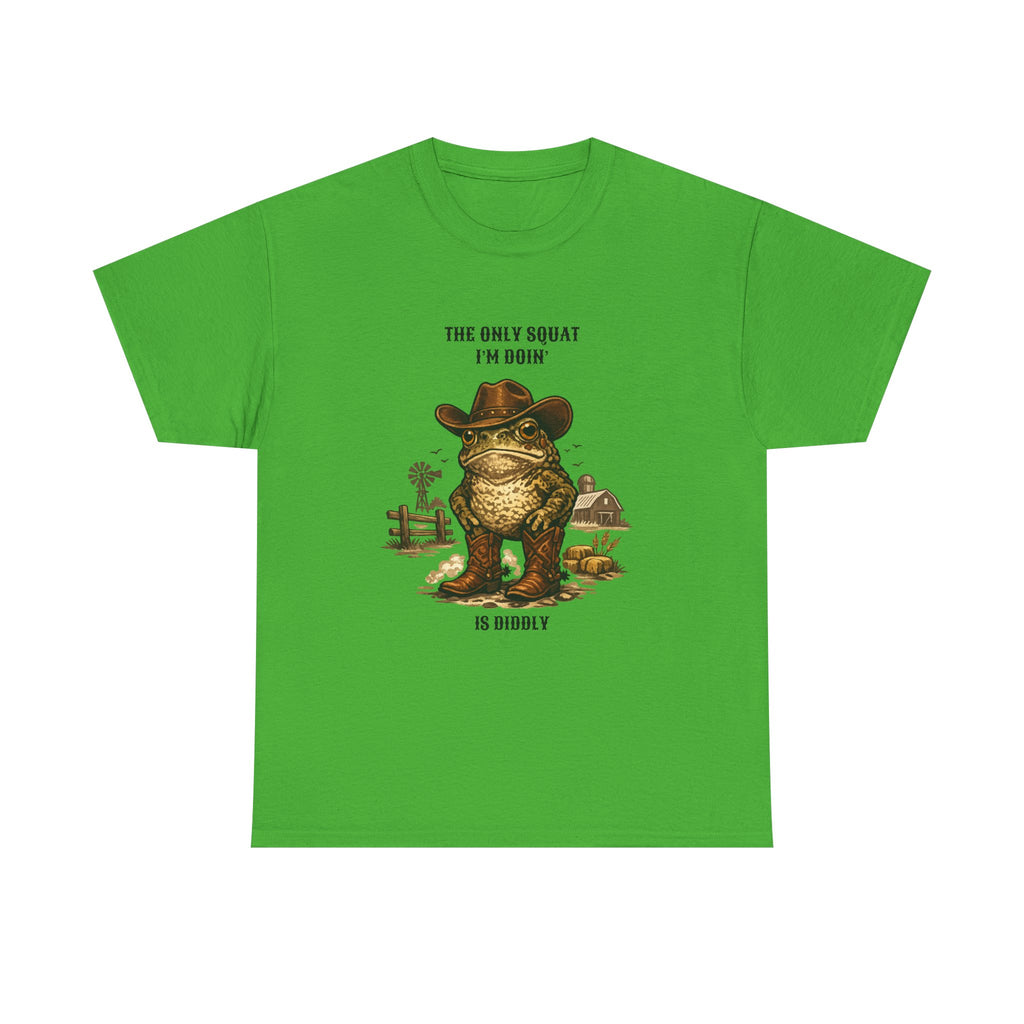 Frog Cowboy Tee — “The Only Squat I’m Doin’ Is Diddle” Funny Western Graphic T-Shirt