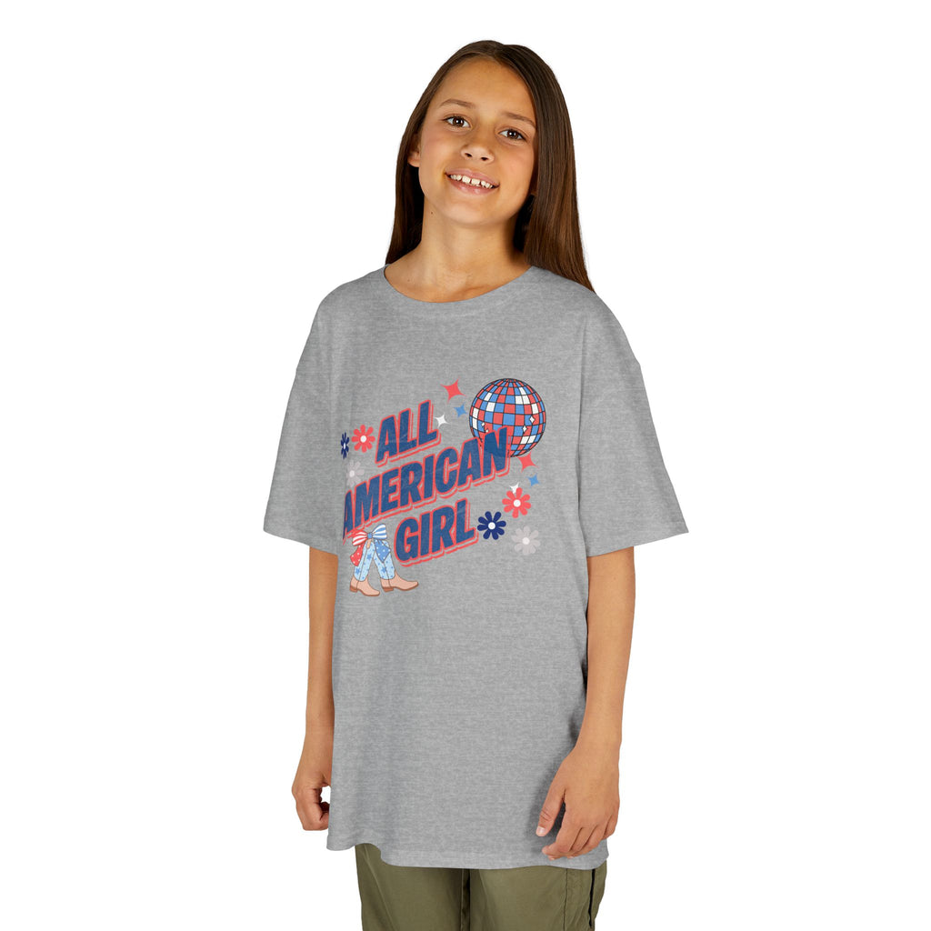 All American Girl Kids T-Shirt — Patriotic 4th of July Tee