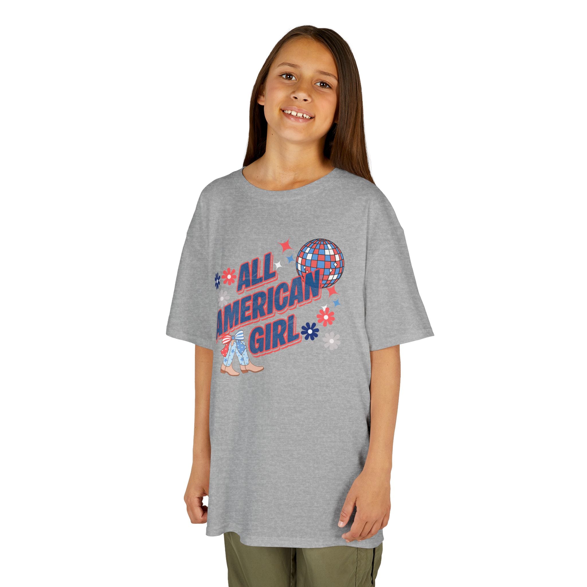 All American Girl Kids T-Shirt — Patriotic 4th of July Tee