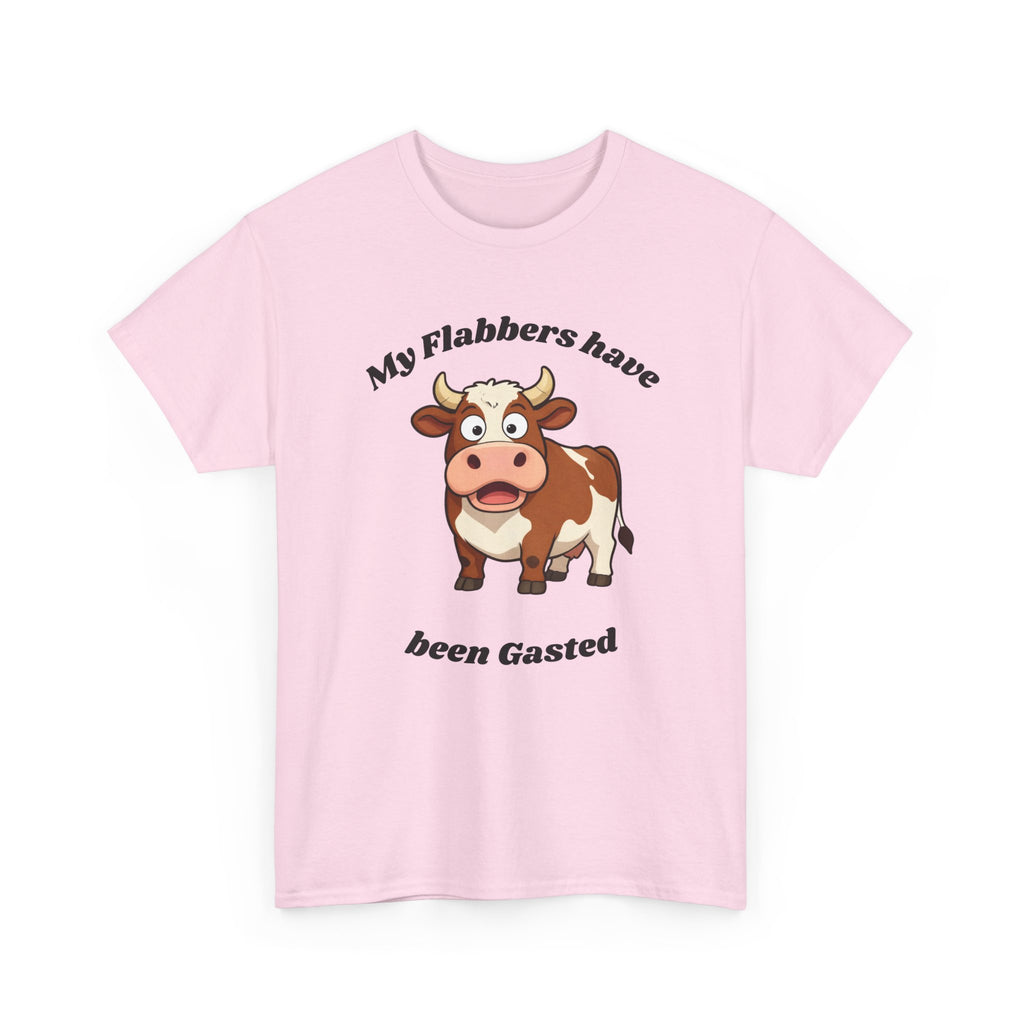 Cow Cartoon Tee — "My Flabbers Have Been Gasted" Funny Farm Animal Shirt