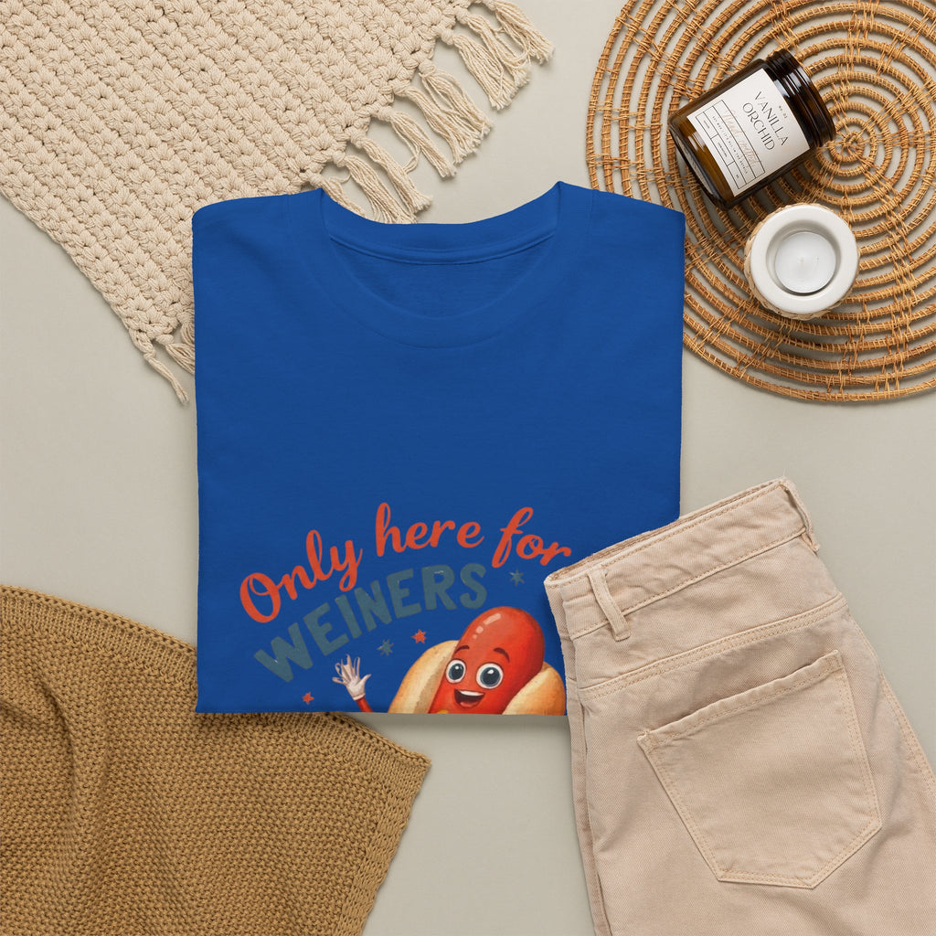 Funny Hot Dog Tee — "Only Here for the Weiners" Graphic T-Shirt
