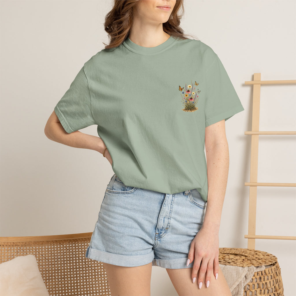 Wildflower Bouquet T-shirt | Backyard Butterflies, Botanical Illustration