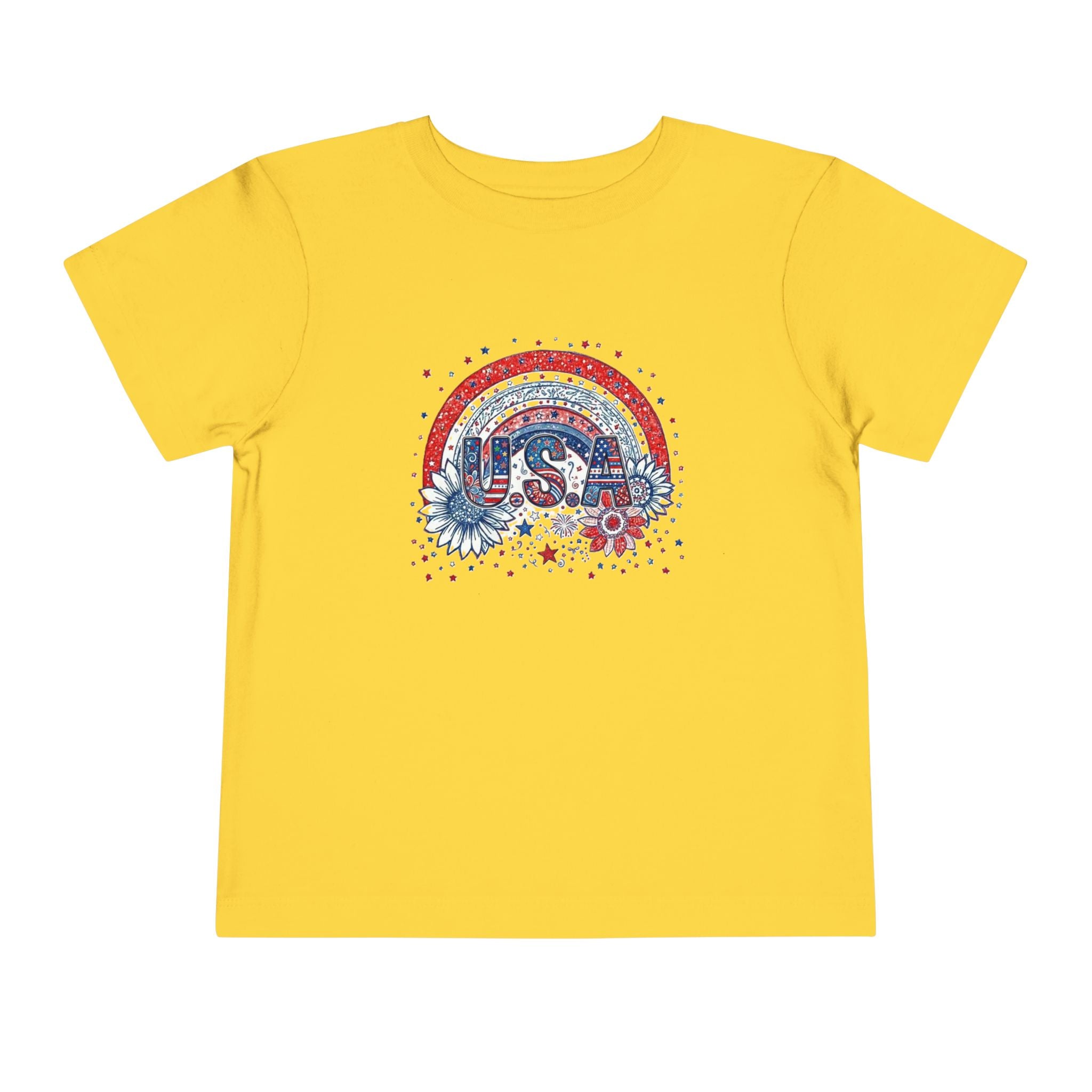 Toddler Tee — USA Rainbow Floral Patriotic 4th of July Shirt