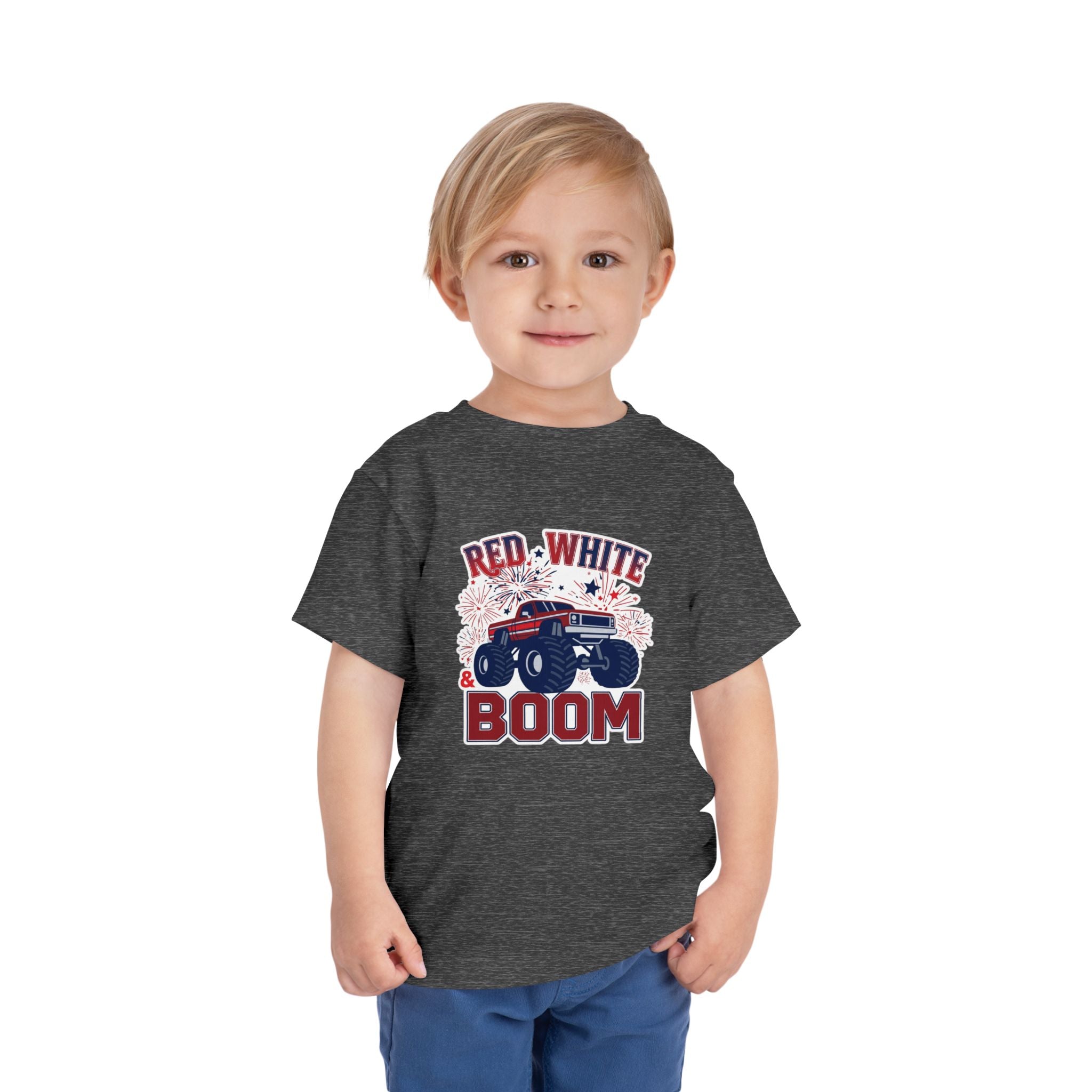 Toddler Tee - "Red, White & Boom" Monster Truck 4th of July Shirt