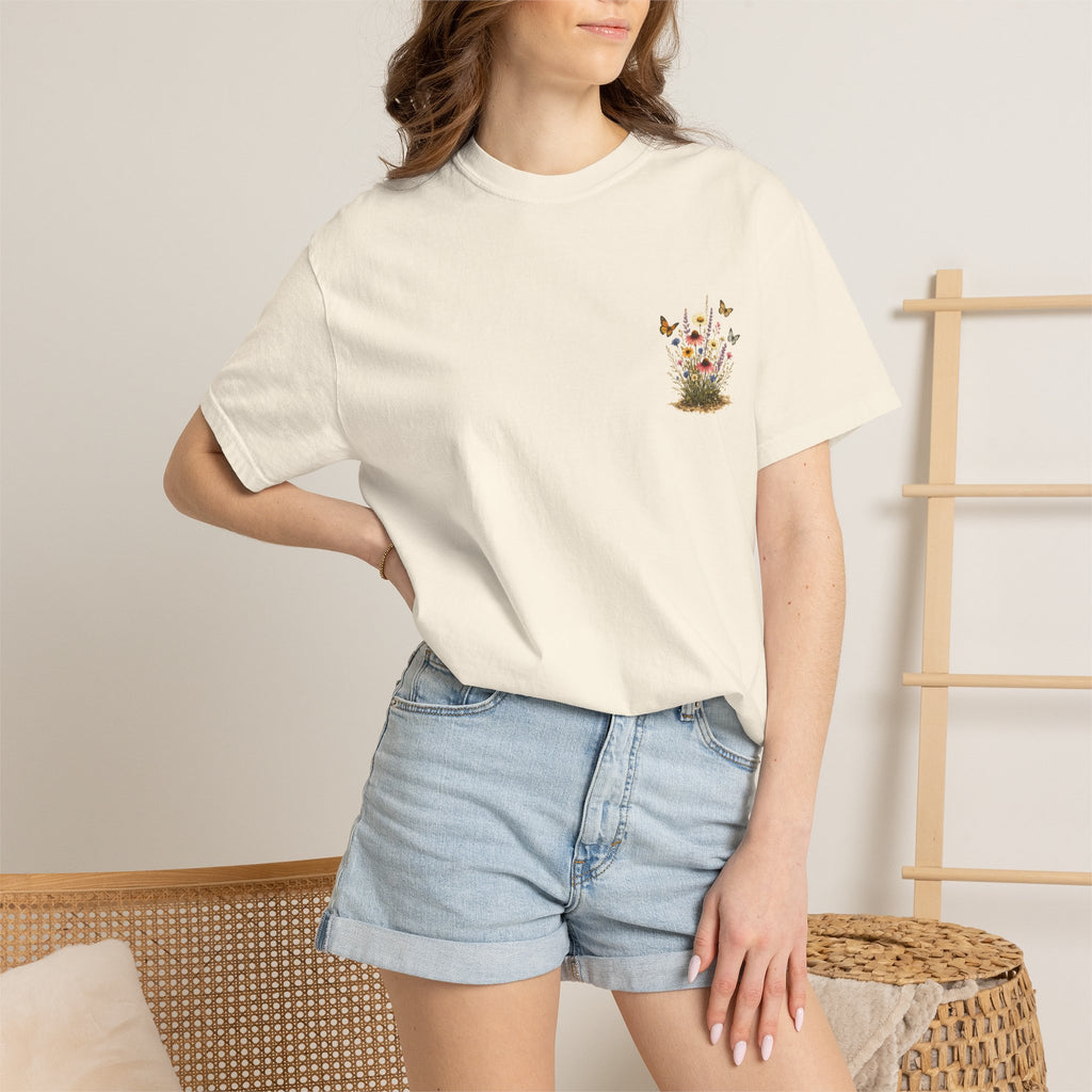 Wildflower Bouquet T-shirt | Backyard Butterflies, Botanical Illustration