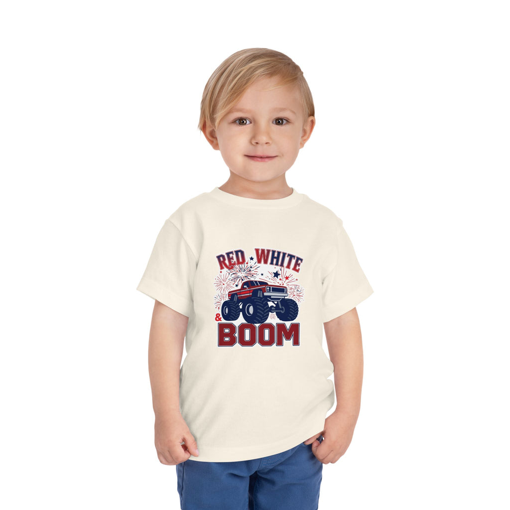 Toddler Tee - "Red, White & Boom" Monster Truck 4th of July Shirt