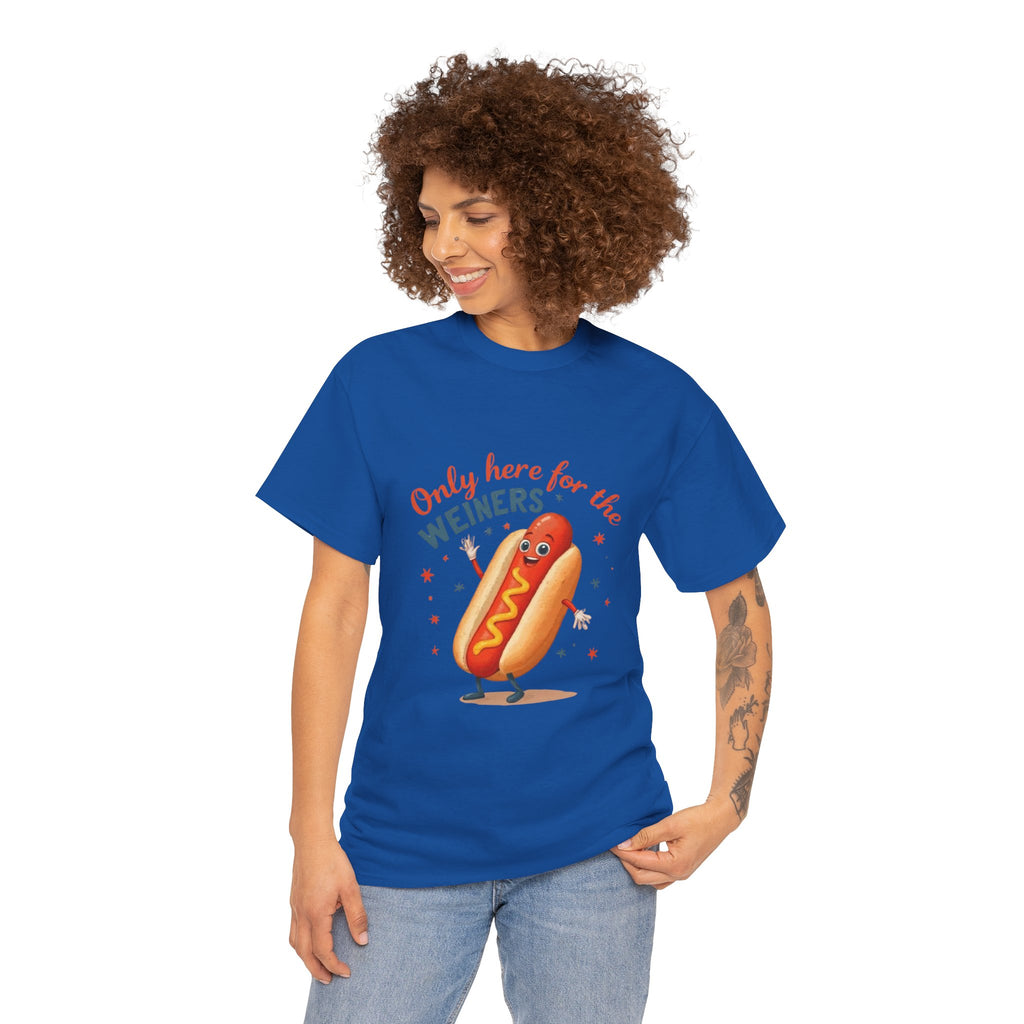 Funny Hot Dog Tee — "Only Here for the Weiners" Graphic T-Shirt
