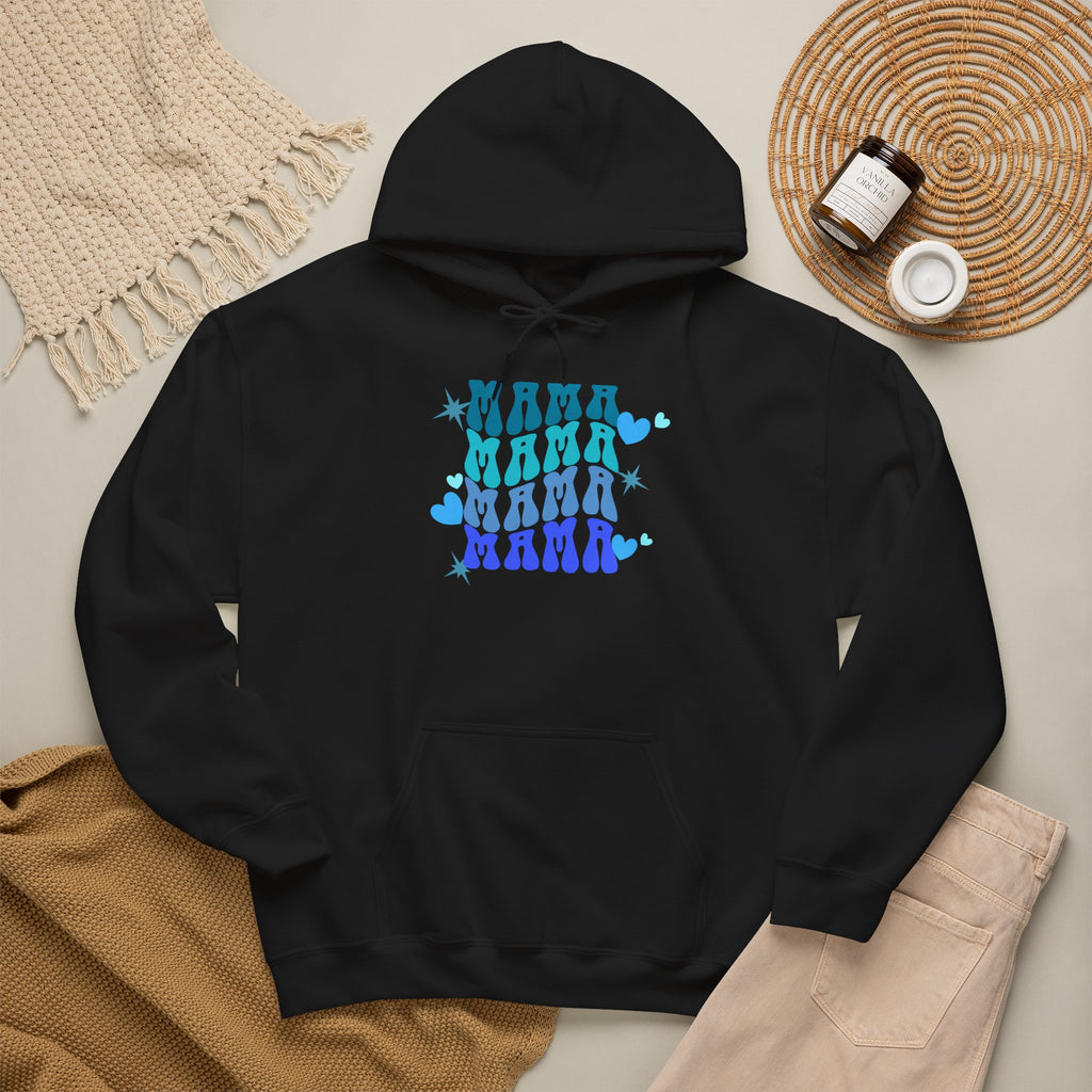 Mama Heart Crewneck Hoodie – Blue Gradient “MAMA” Graphic Sweatshirt