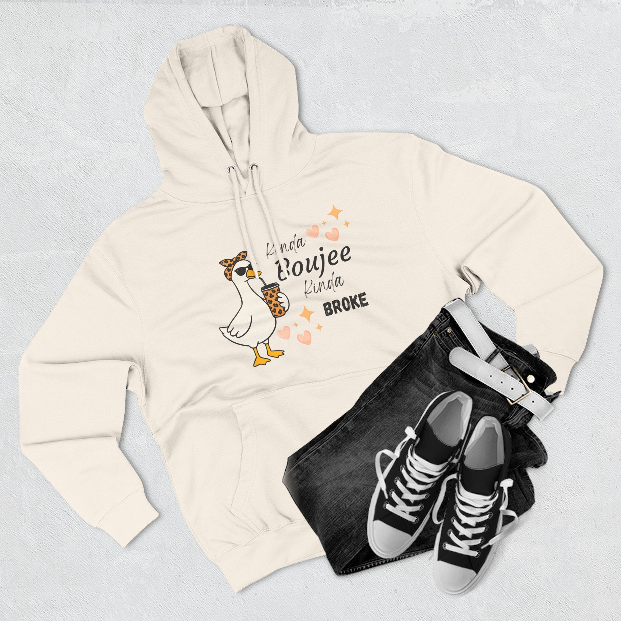 Duck Graphic Hoodie — "A Little Boujee, Kinda Broke" Cute Casual Pullover