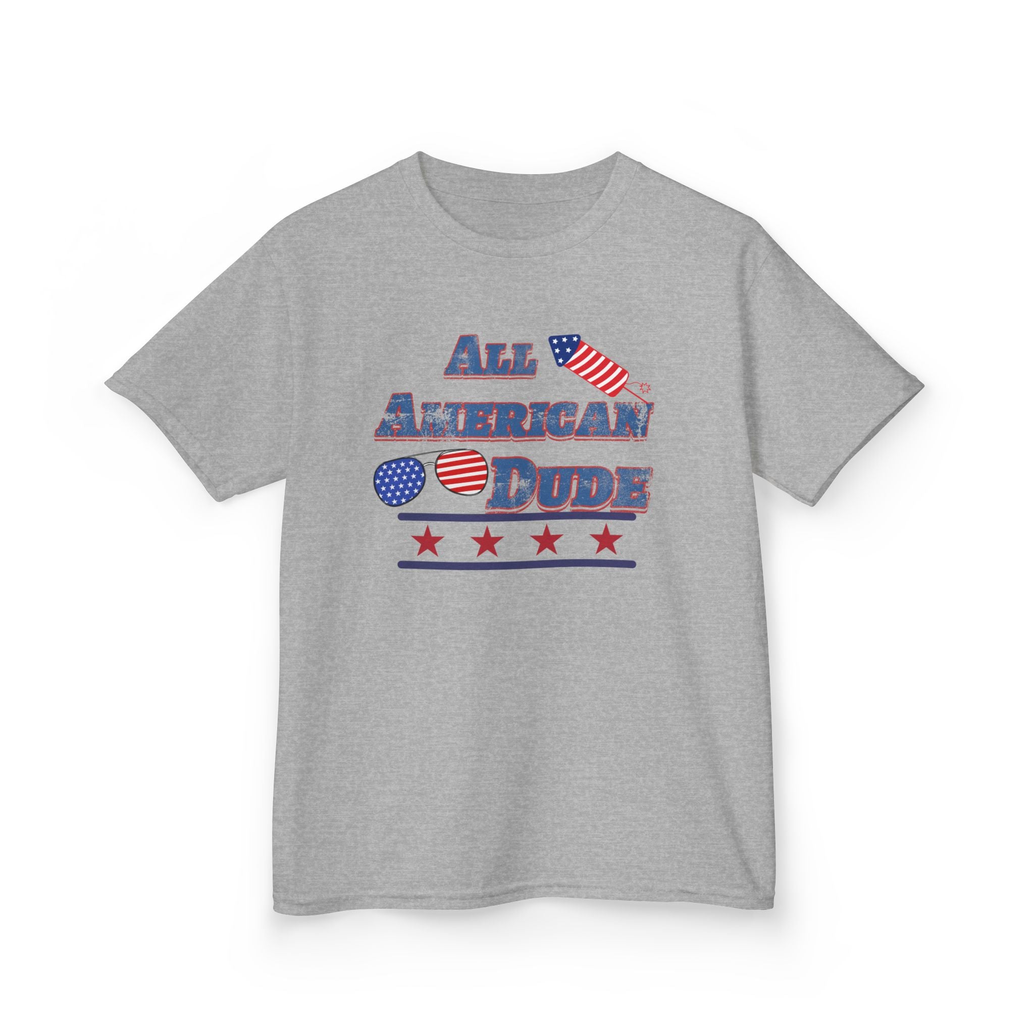 Kids Tee — "All American Dude" Patriotic 4th of July T-Shirt