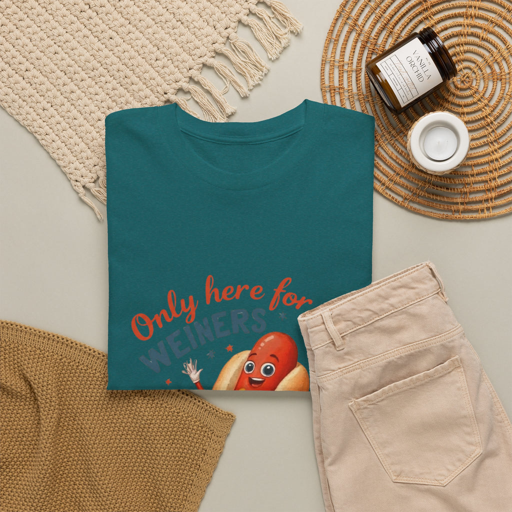 Funny Hot Dog Tee — "Only Here for the Weiners" Graphic T-Shirt