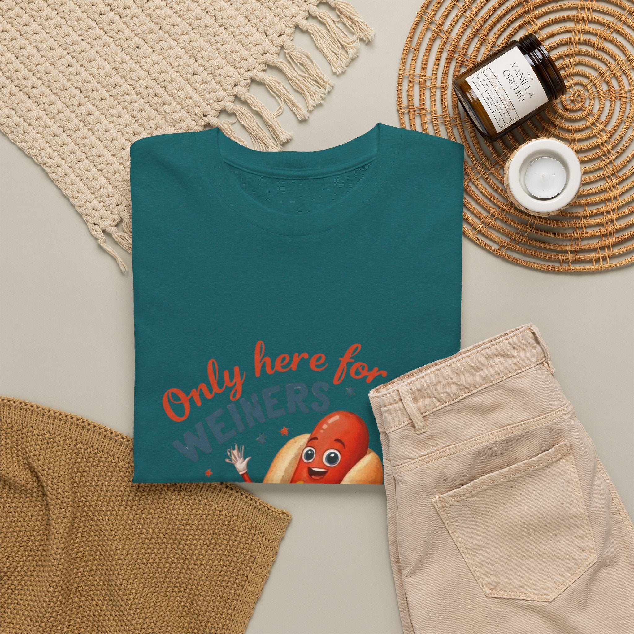 Funny Hot Dog Tee — "Only Here for the Weiners" Graphic T-Shirt